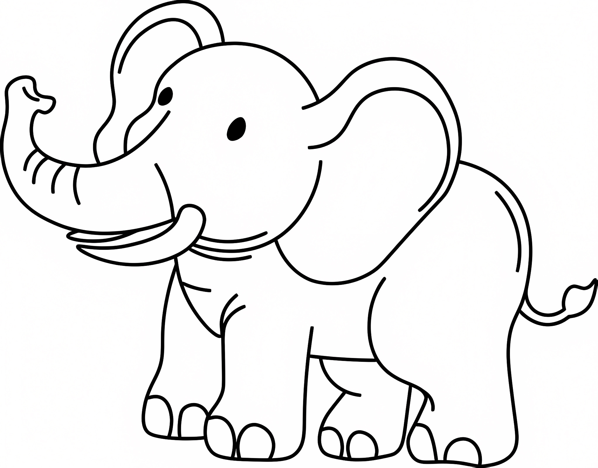 Éléphant adorable ligne art — Coloriage à imprimer gratuit