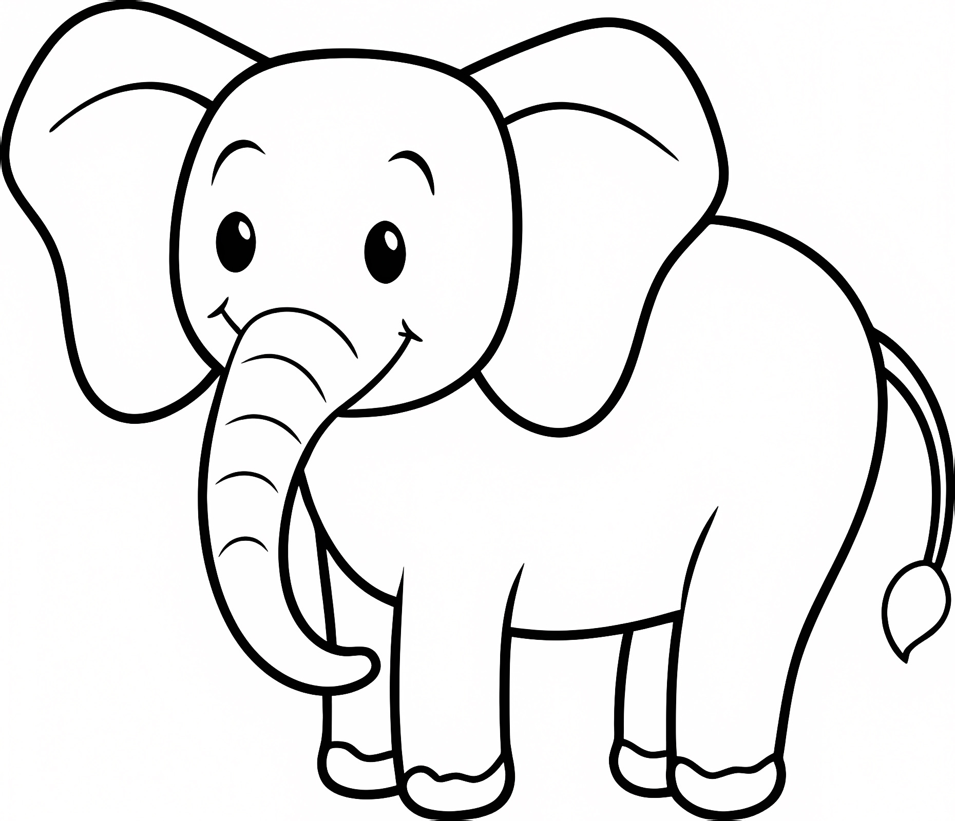Éléphant charmant à colorier — Coloriage à imprimer gratuit