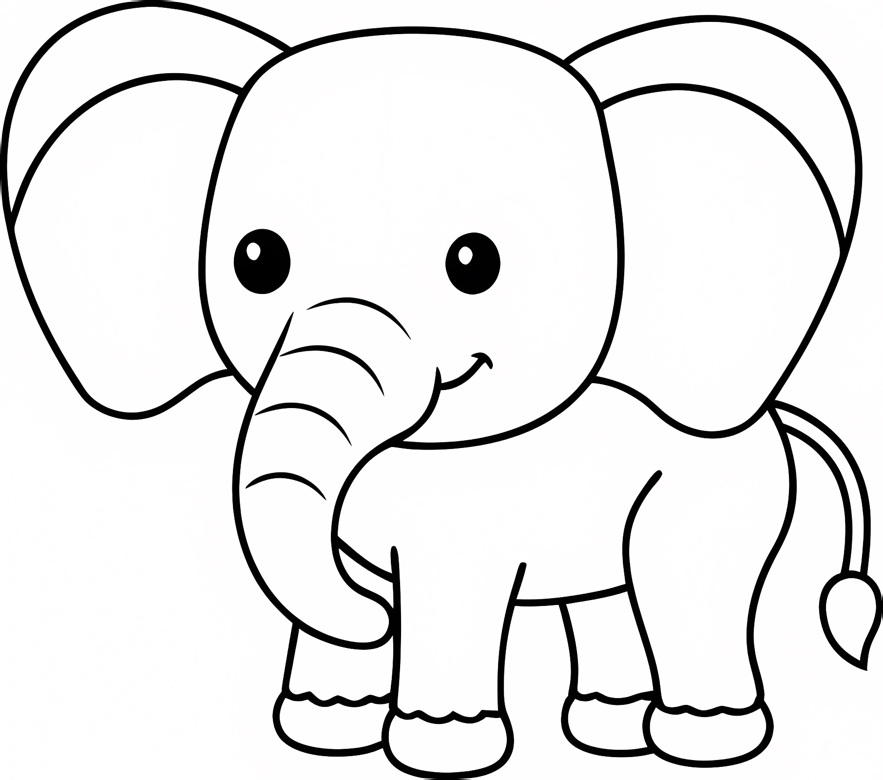 Éléphant art linéaire — Coloriage à imprimer gratuit