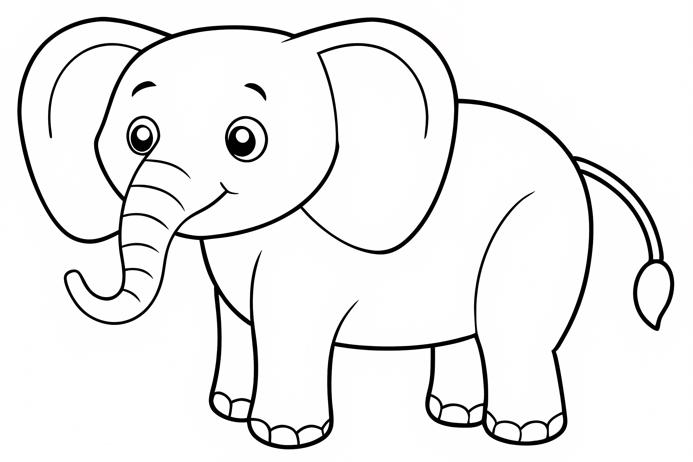 Éléphant mignon debout — Coloriage à imprimer gratuit
