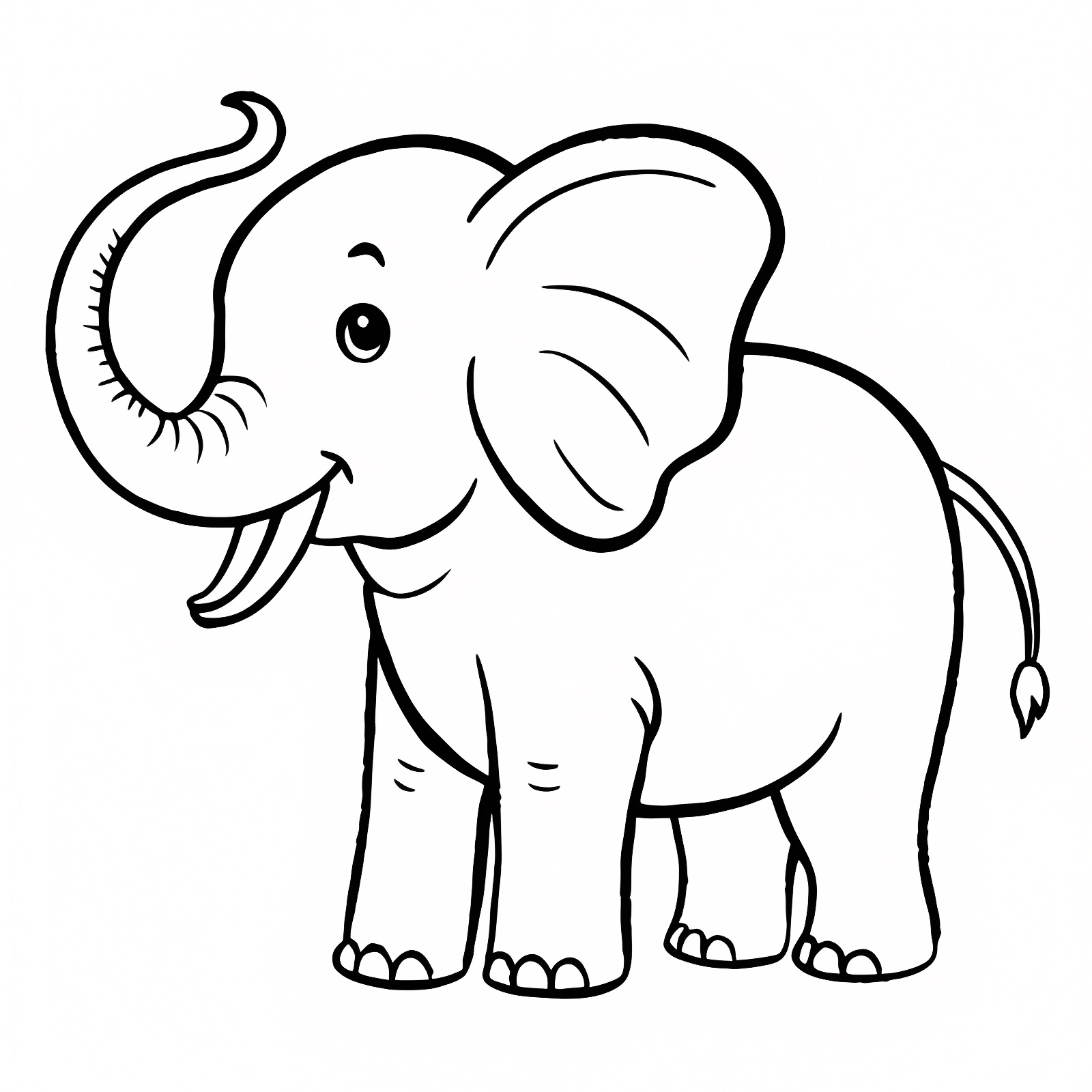 Éléphant grossier ligne art — Coloriage à imprimer gratuit