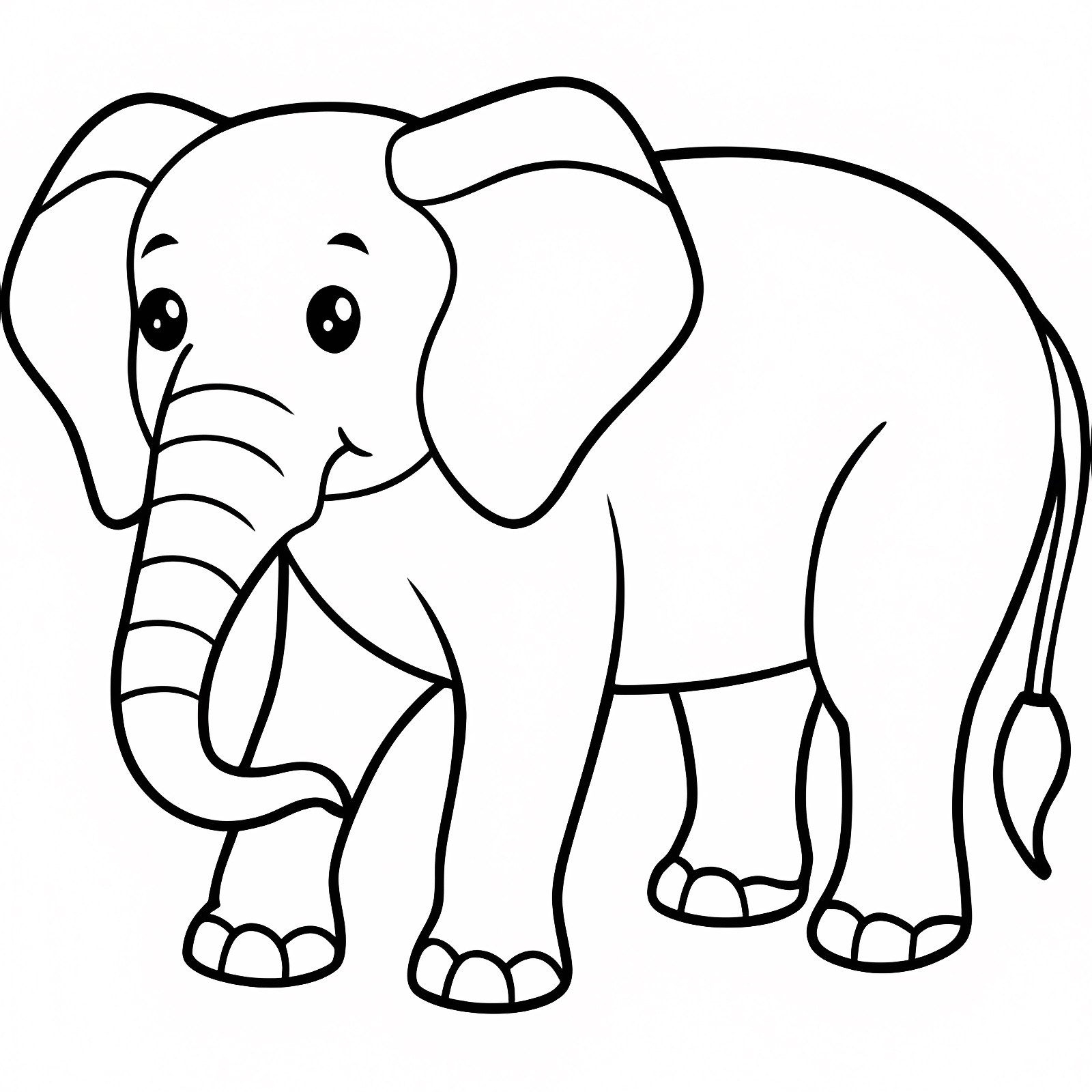 Éléphant charmant simple — Coloriage à imprimer gratuit