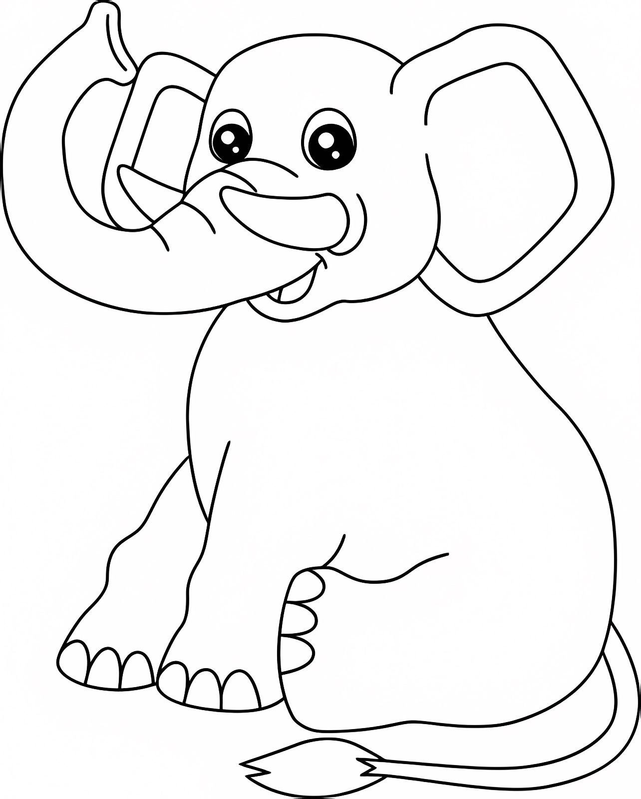 Éléphant coloriage isolé — Coloriage à imprimer gratuit