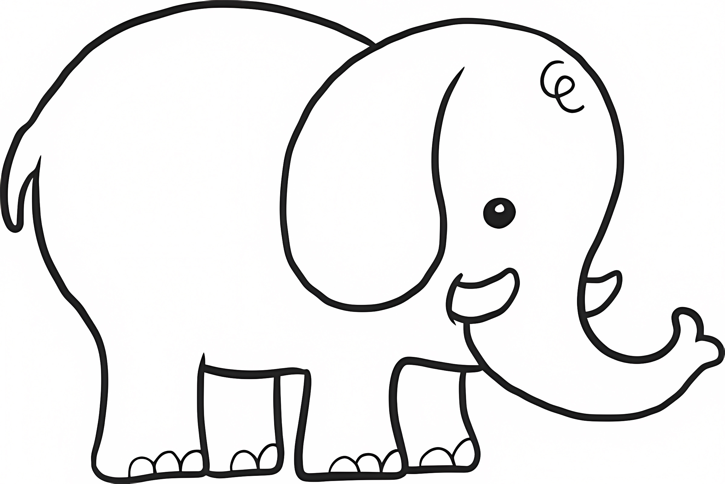 Éléphant kawaii anime — Coloriage à imprimer gratuit