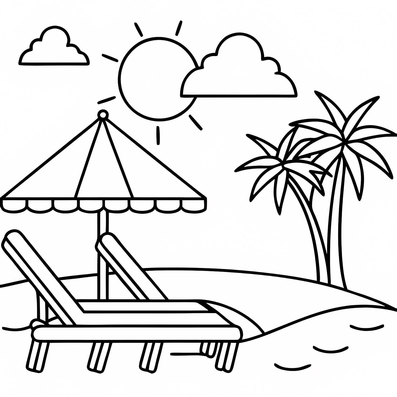 Tropical paradise island — Free printable coloring page