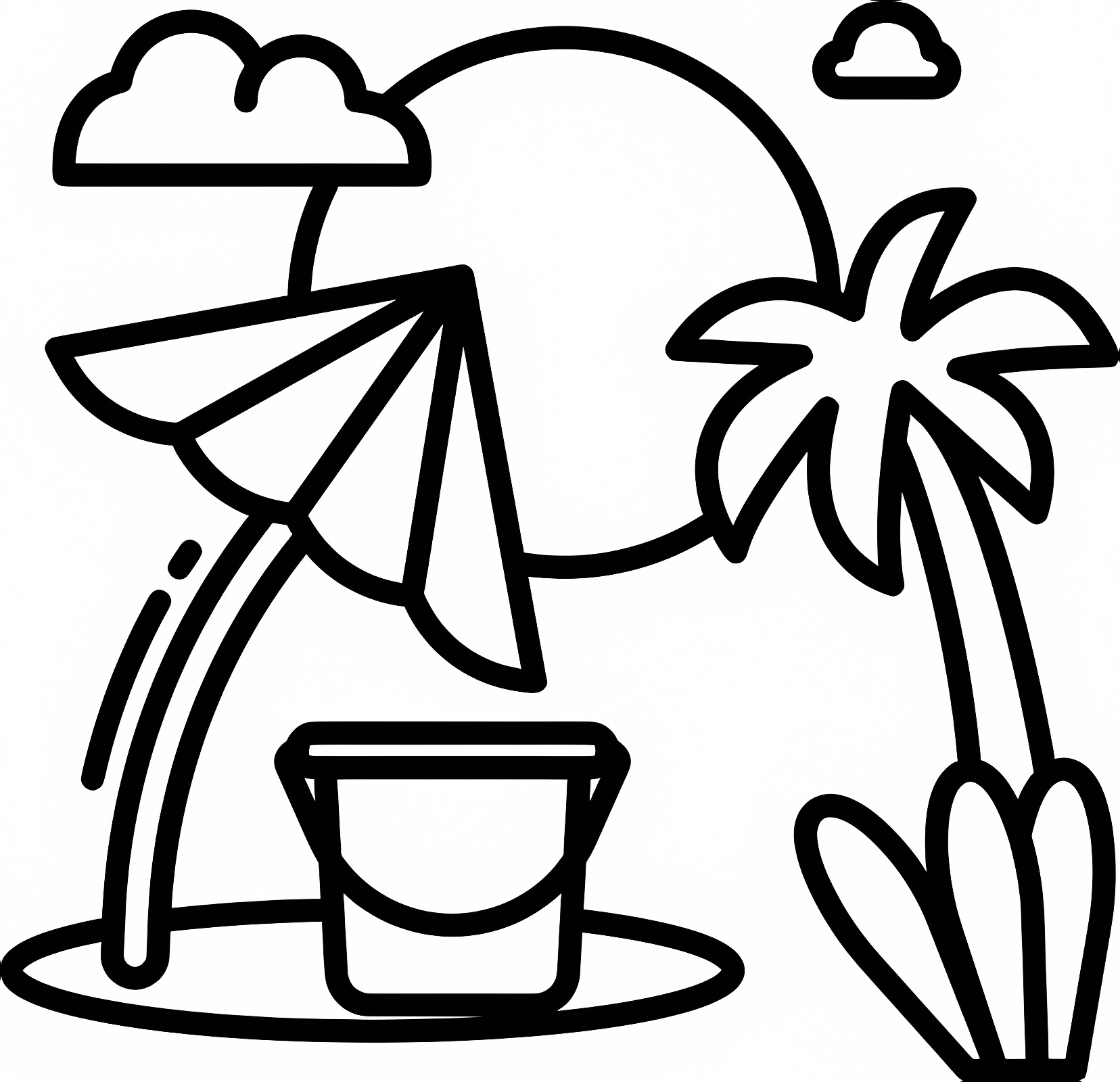 Seaside landscape — Free printable coloring page