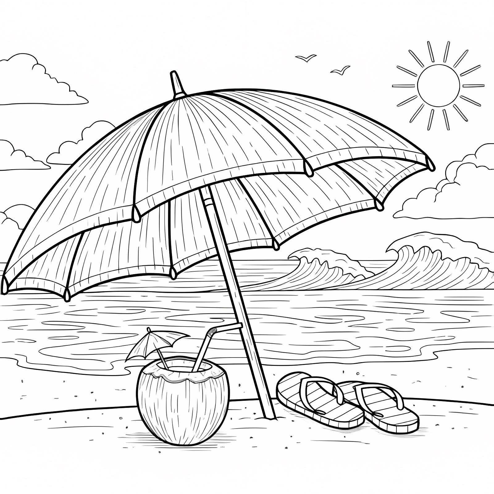 Sunny vacation — Free printable coloring page