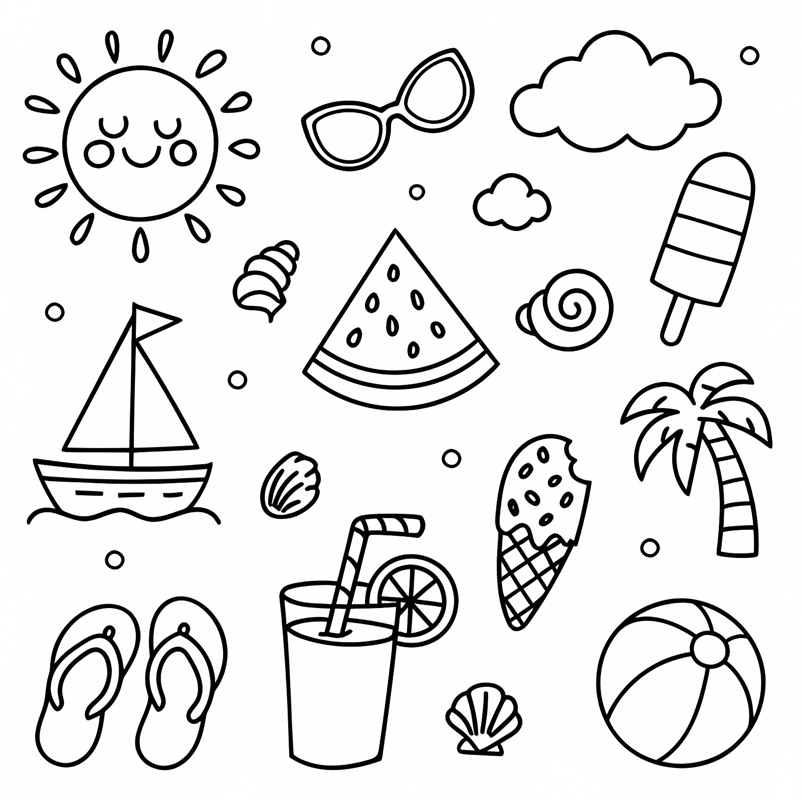 Palm trees and hammock — Free printable coloring page