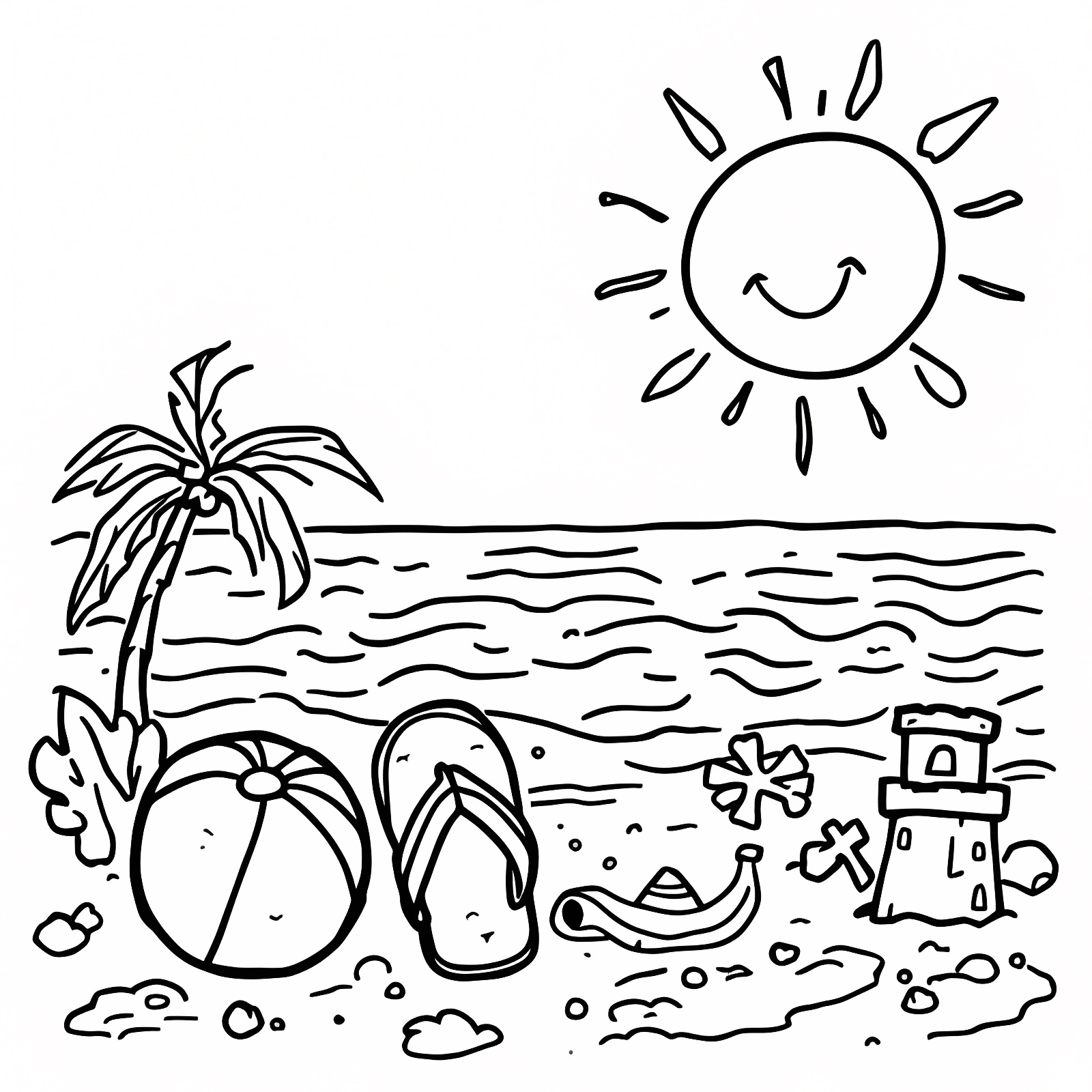Colorful summer doodles — Free printable coloring page