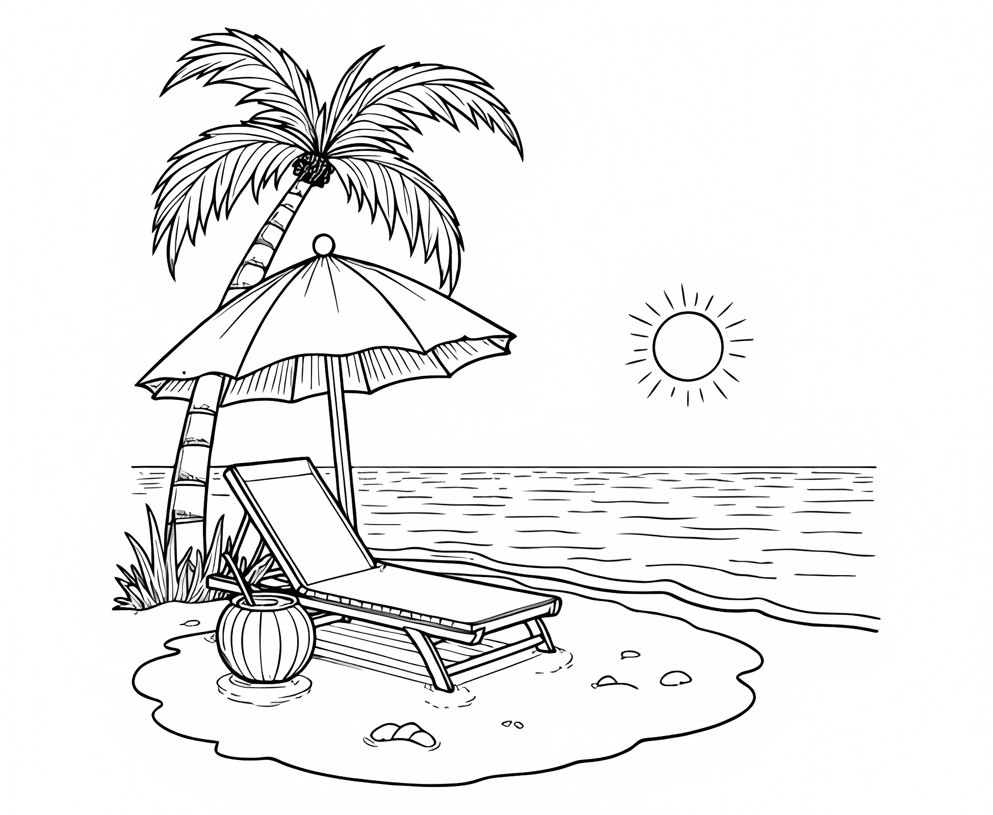 Summer vacation accessories — Free printable coloring page