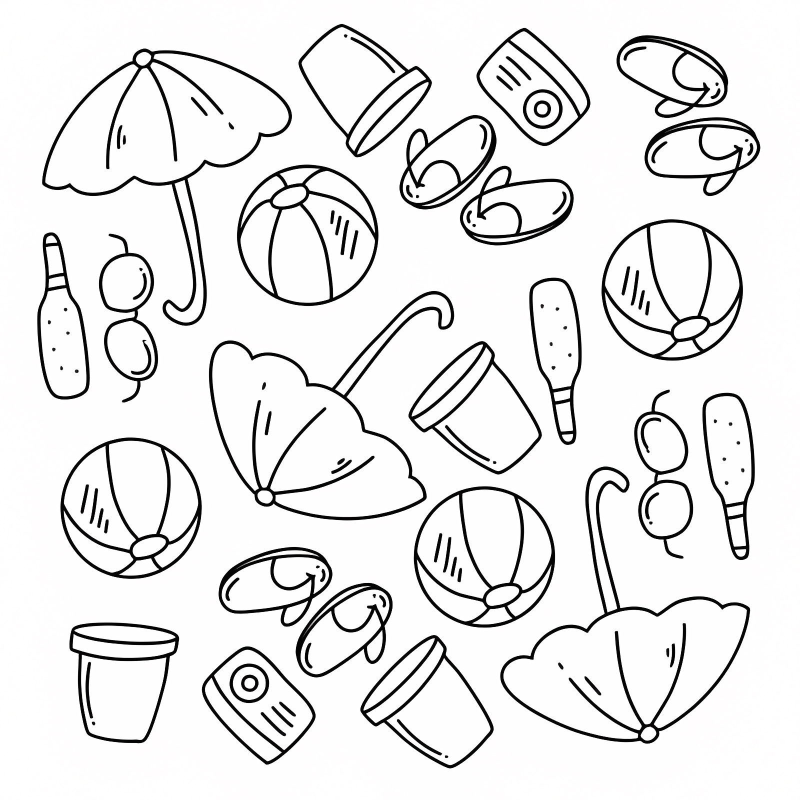 Parasol and beach chair — Free printable coloring page