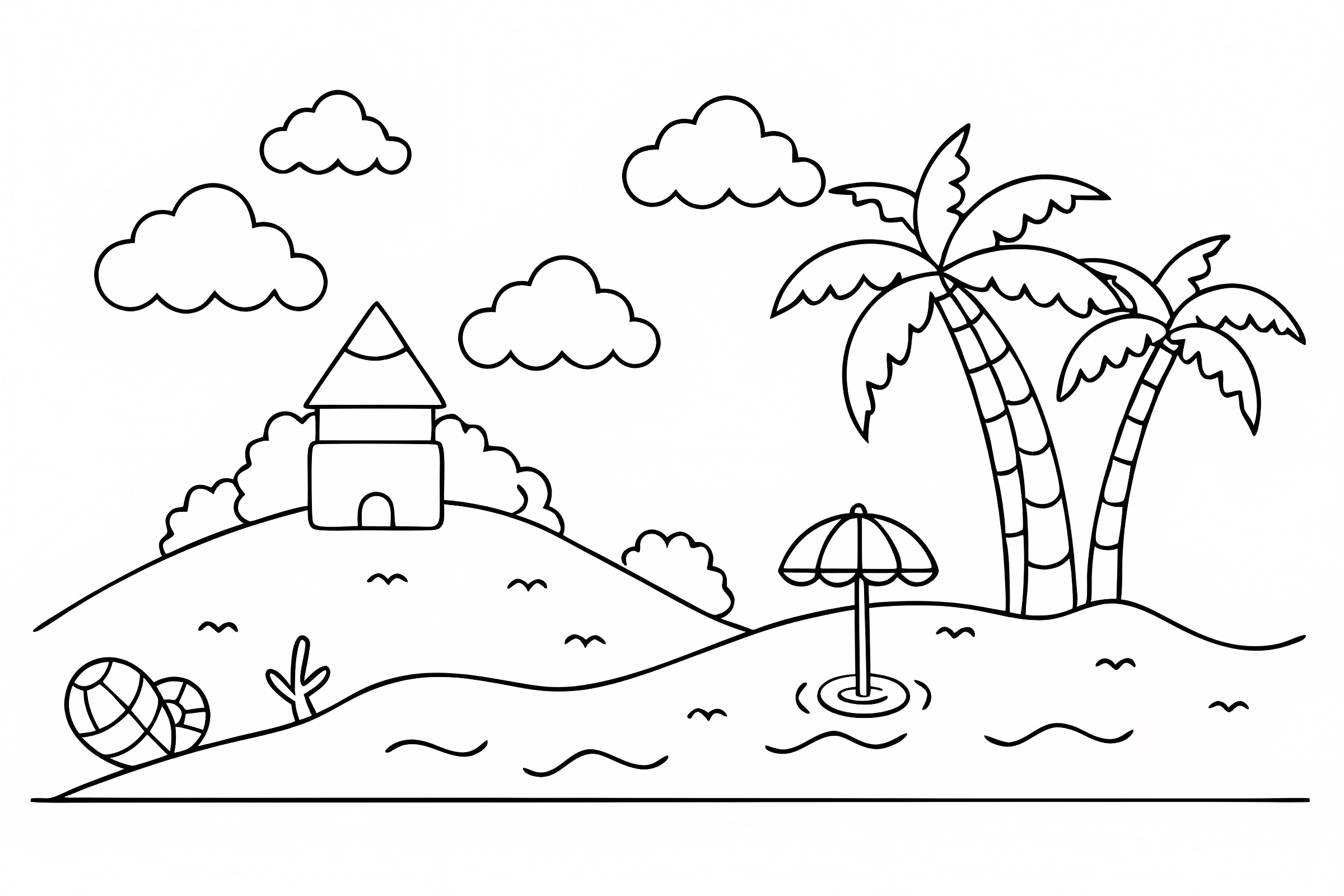 Tropical paradise island — Free printable coloring page
