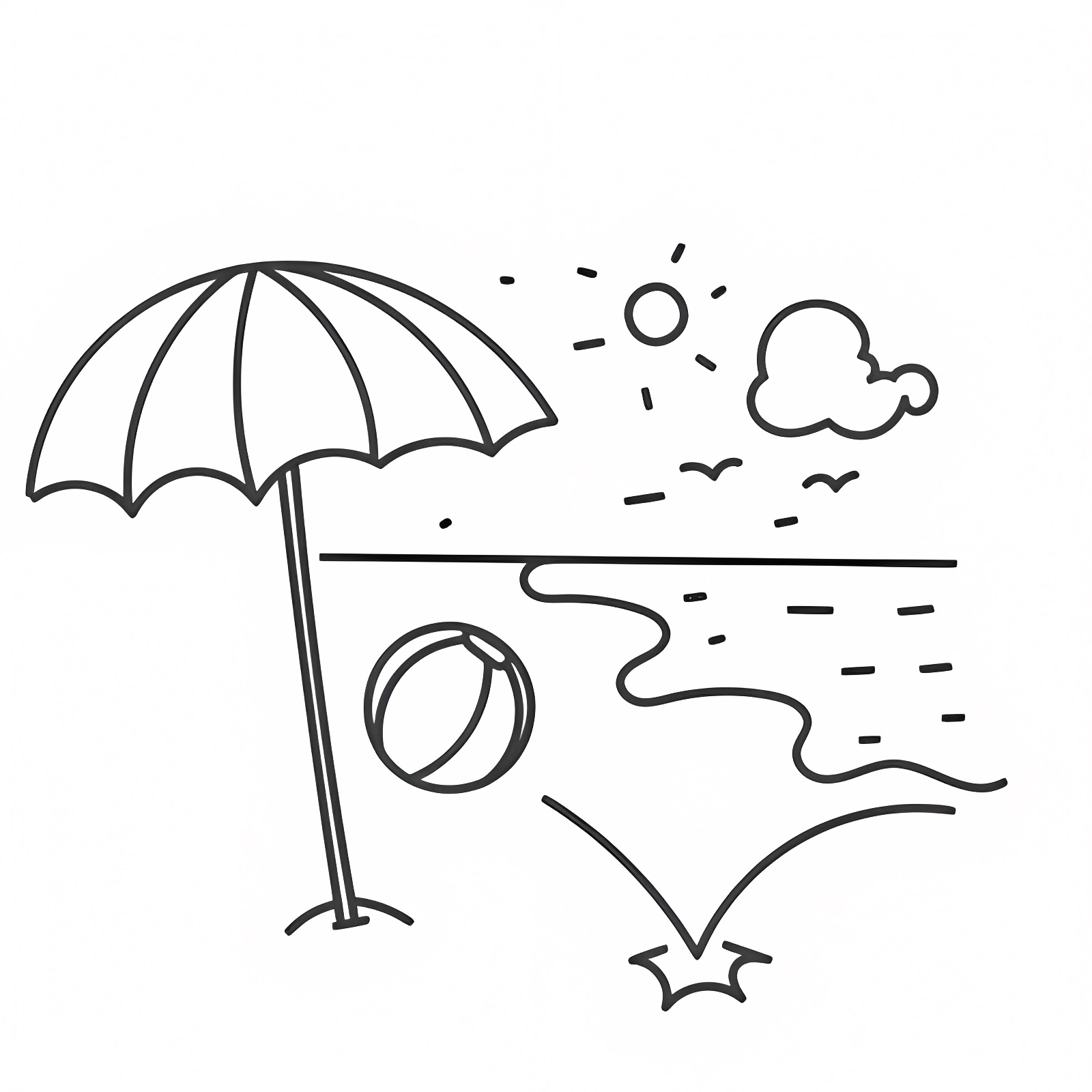 Summer items collection — Free printable coloring page