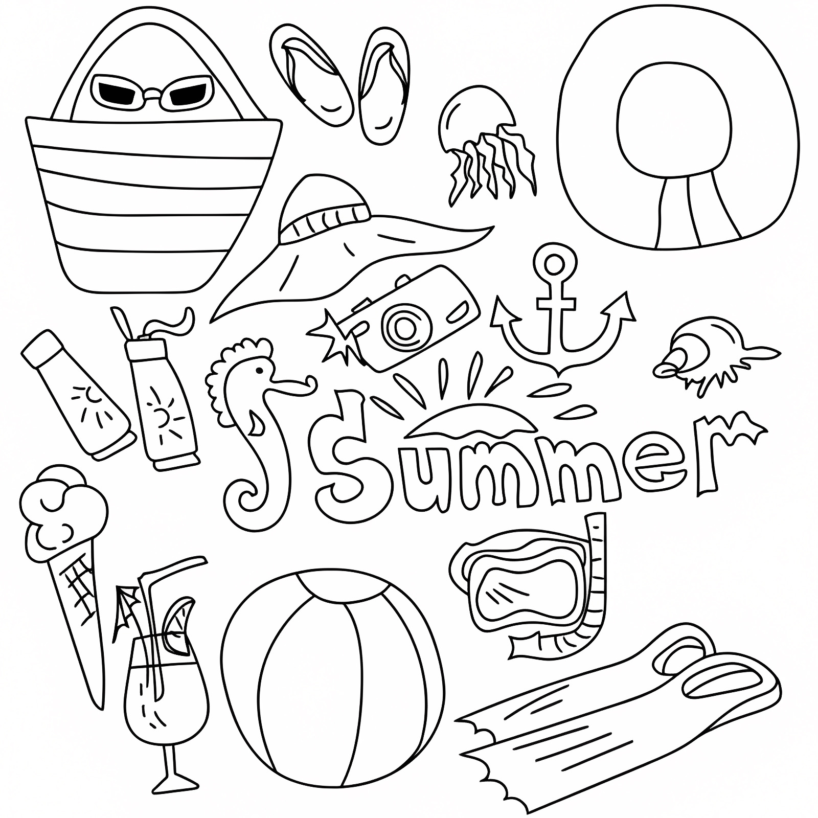 Seaside landscape — Free printable coloring page