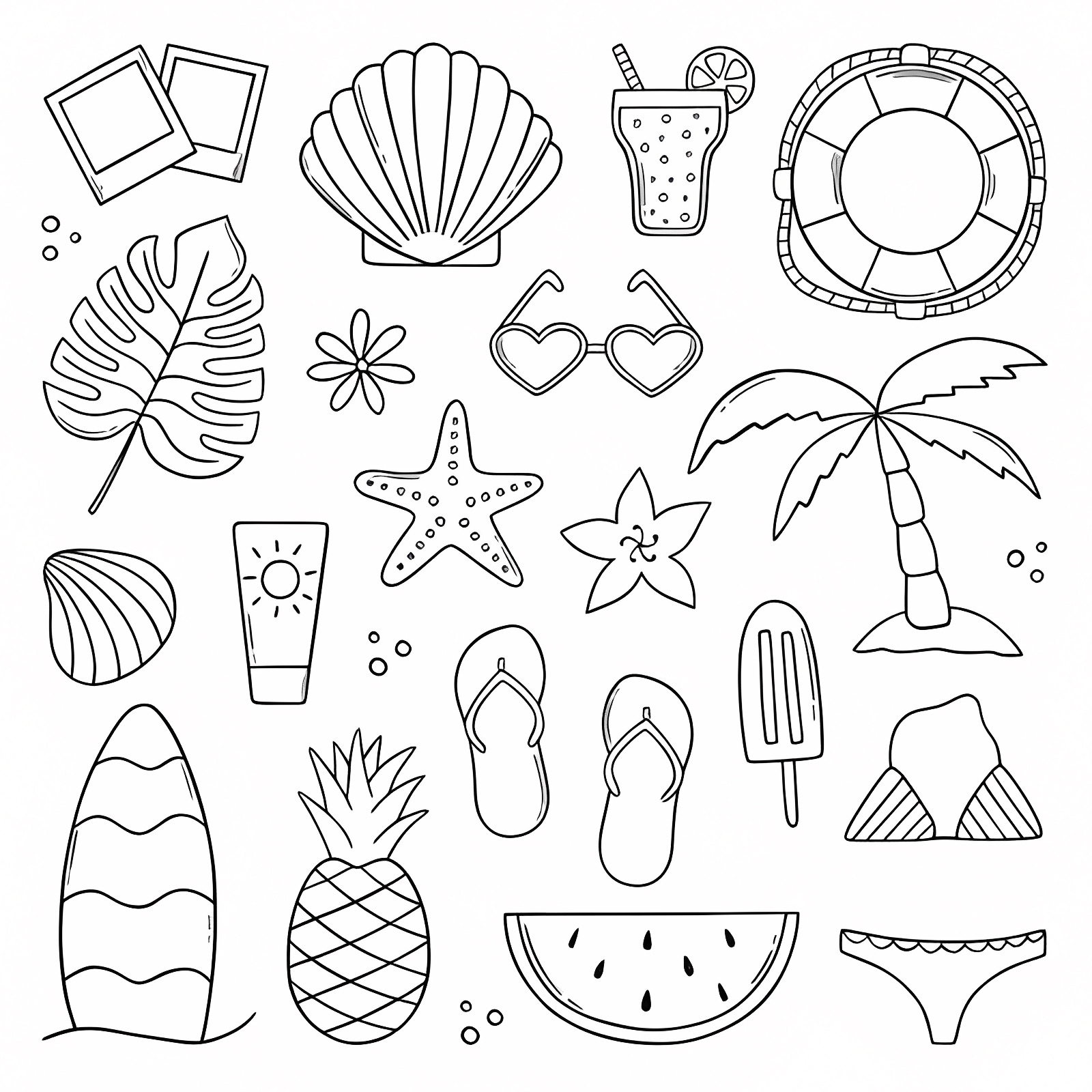 Fun beach toys — Free printable coloring page