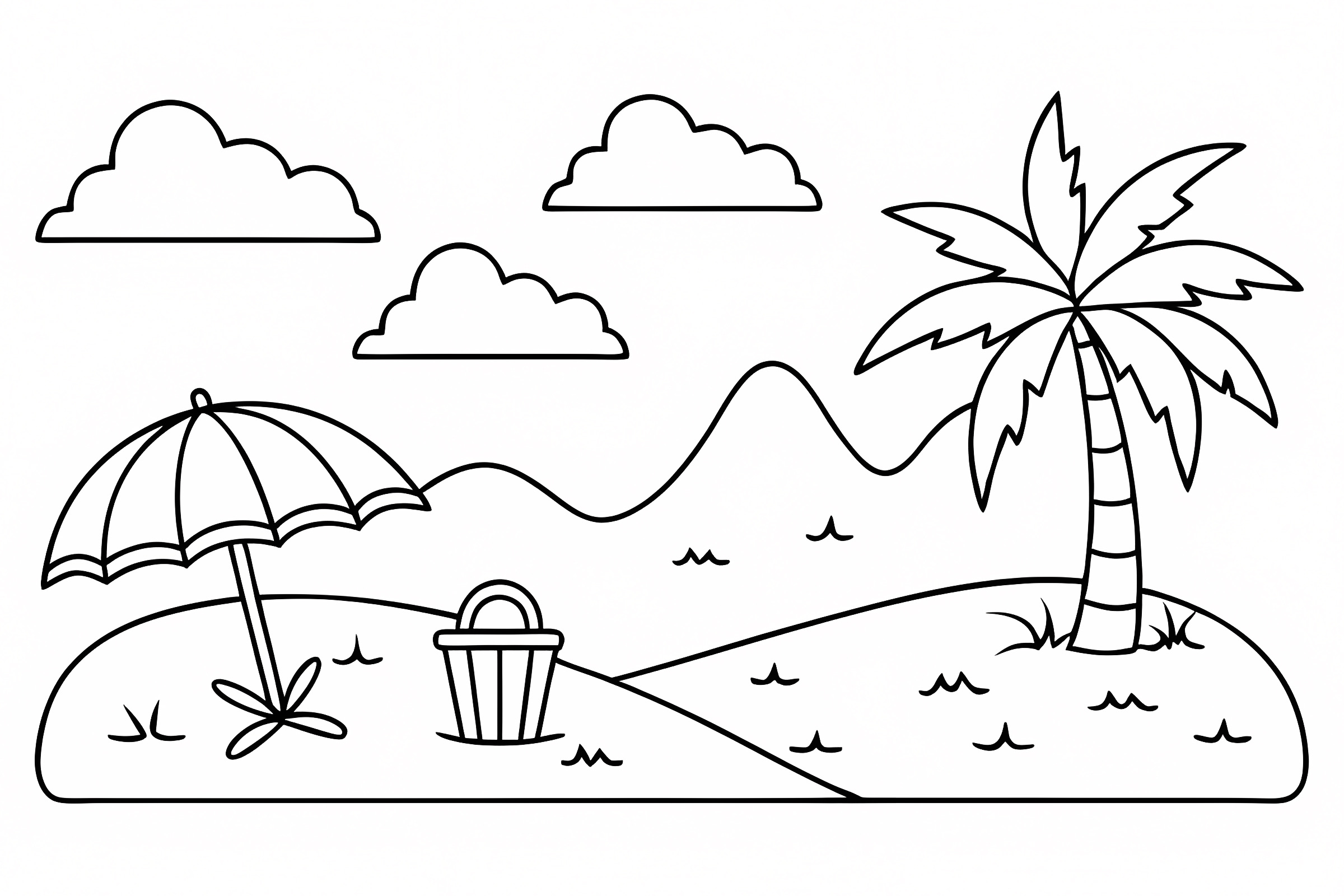 Palm trees and hammock — Free printable coloring page