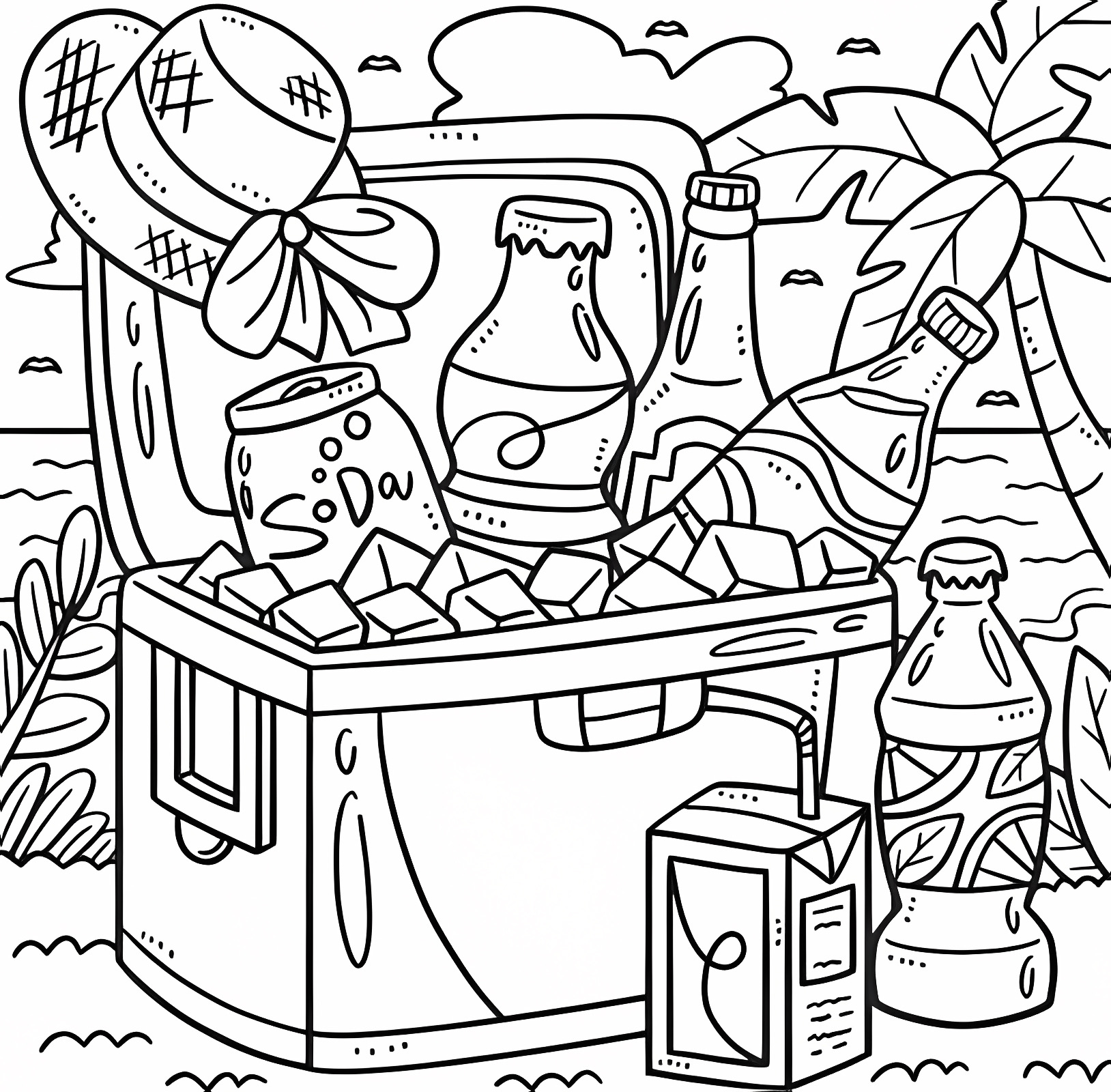 Colorful summer doodles — Free printable coloring page