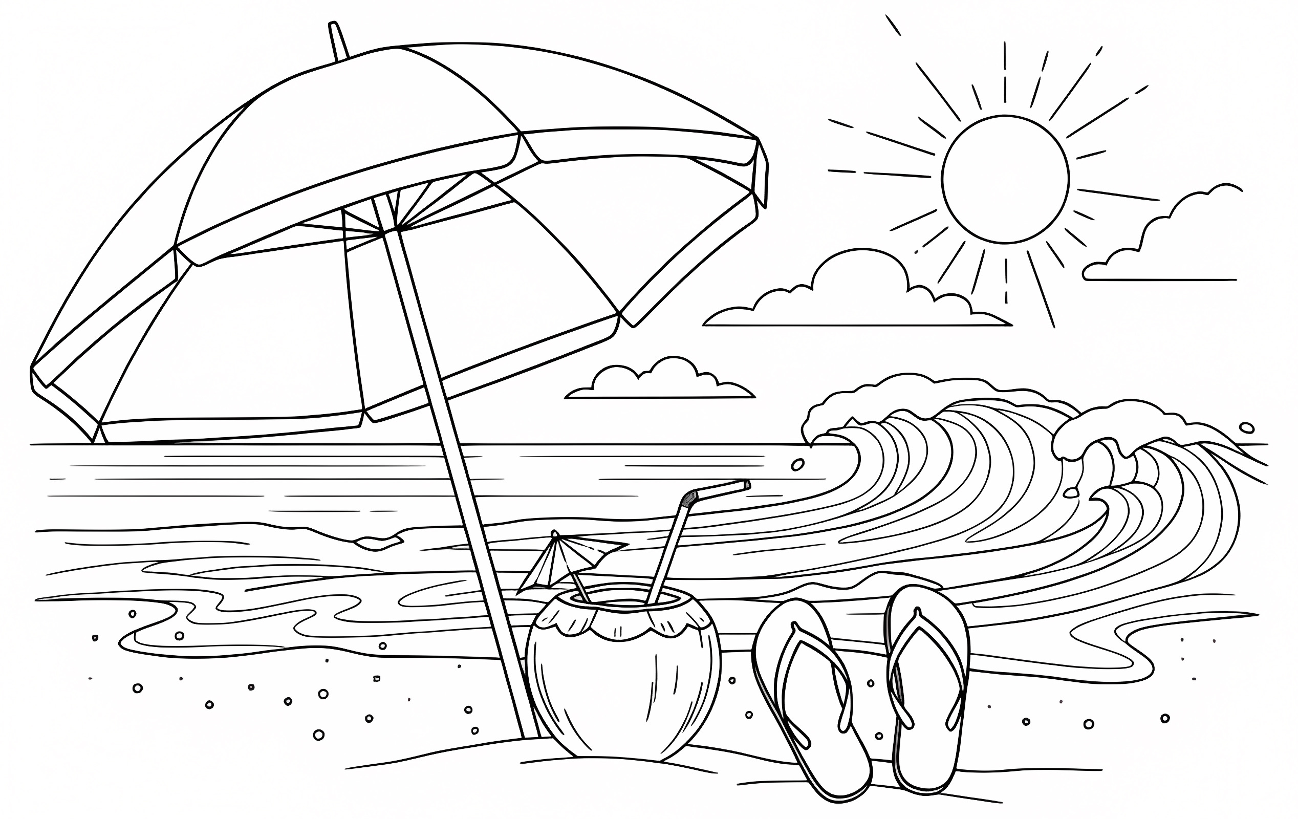 Summer vacation accessories — Free printable coloring page