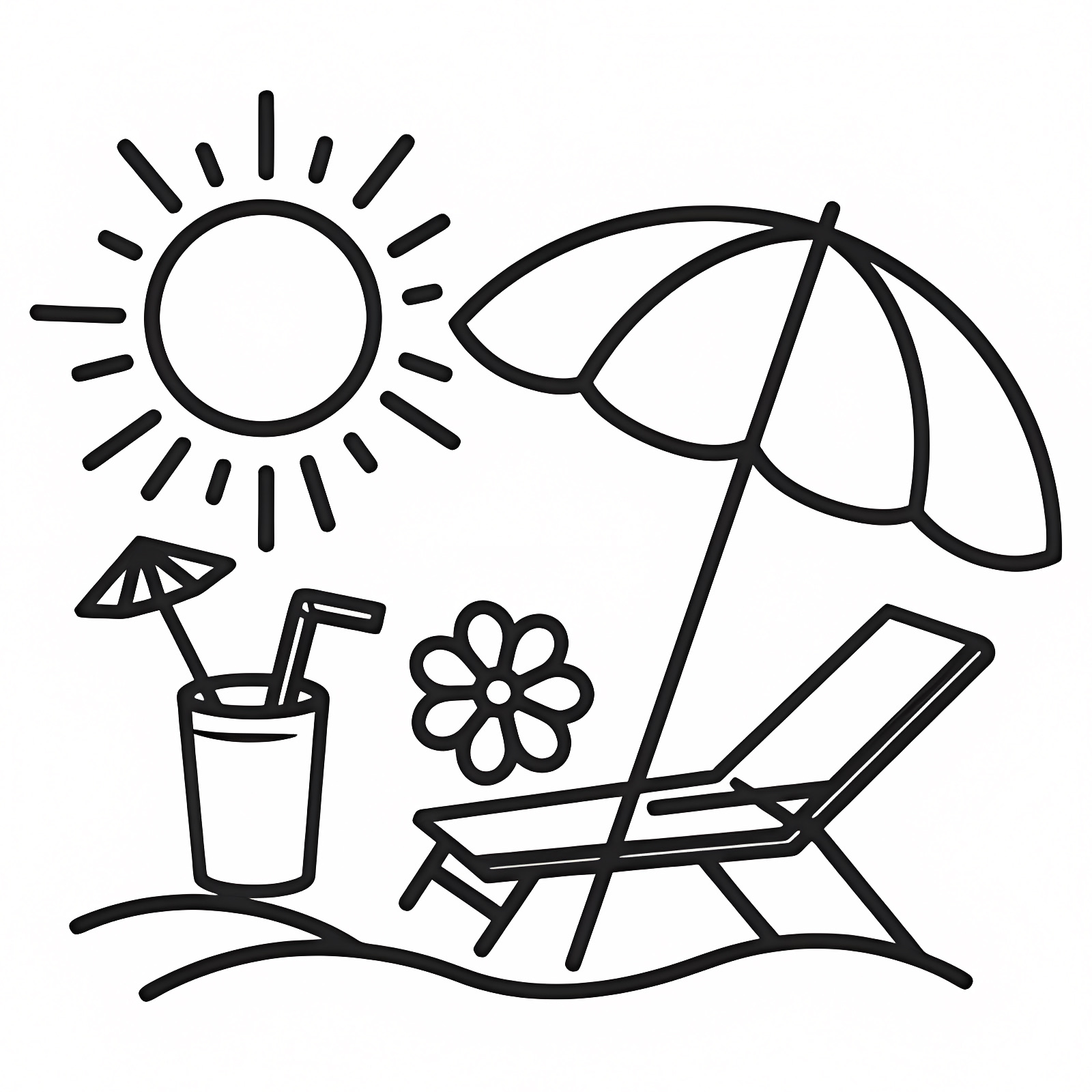 Beach activities for kids — Free printable coloring page