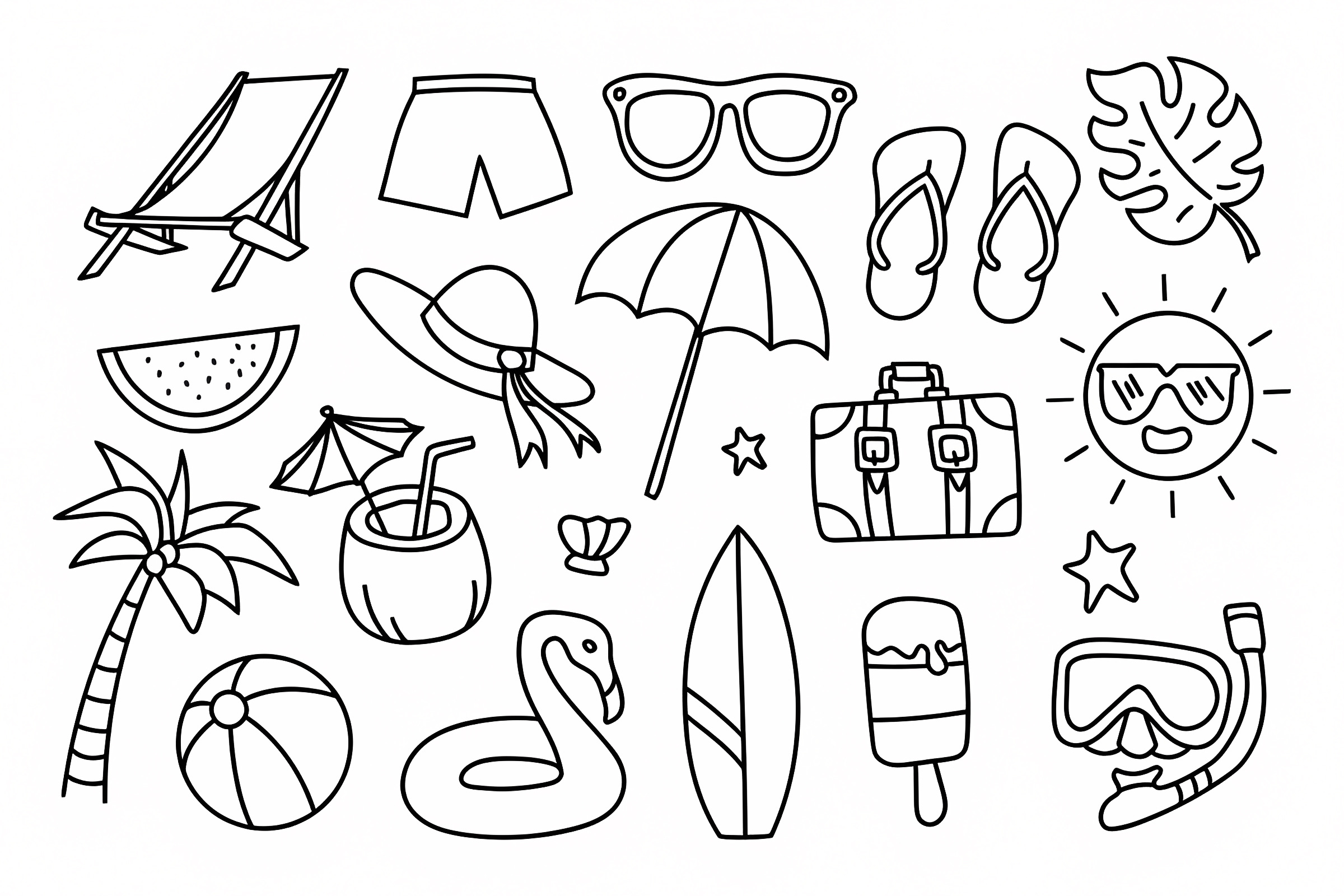 Tropical paradise island — Free printable coloring page