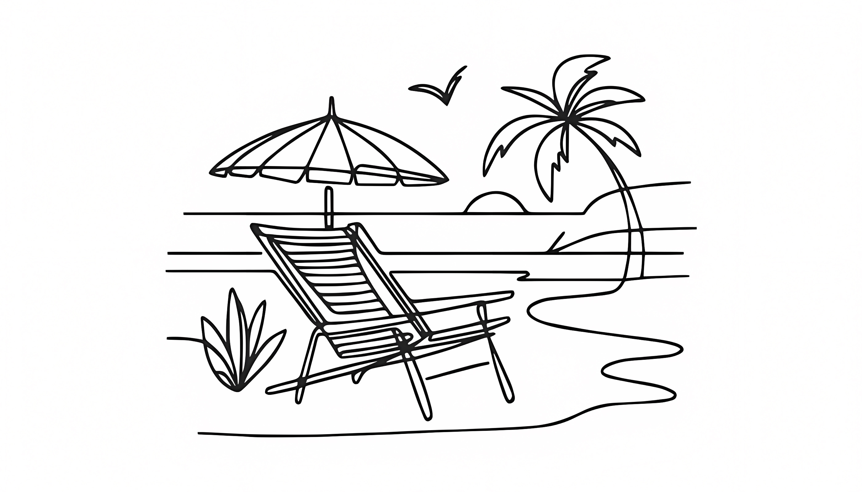 Seaside landscape — Free printable coloring page