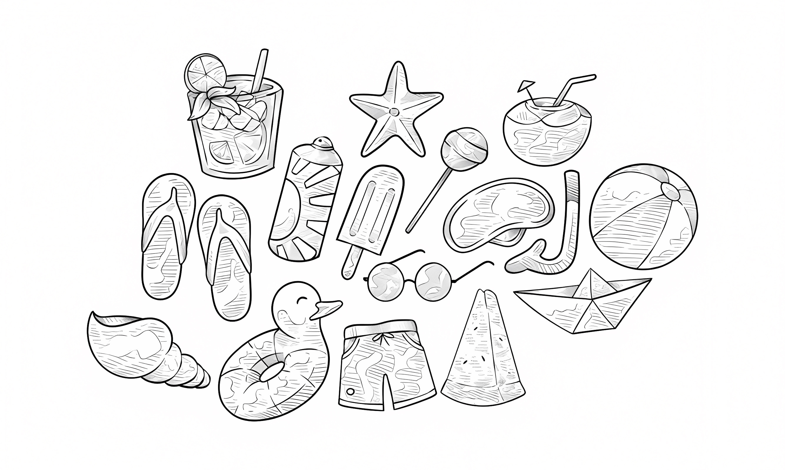 Flamingo at the sea — Free printable coloring page