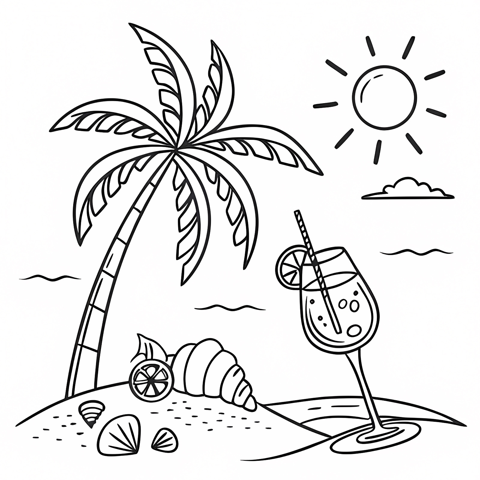 Colorful summer doodles — Free printable coloring page