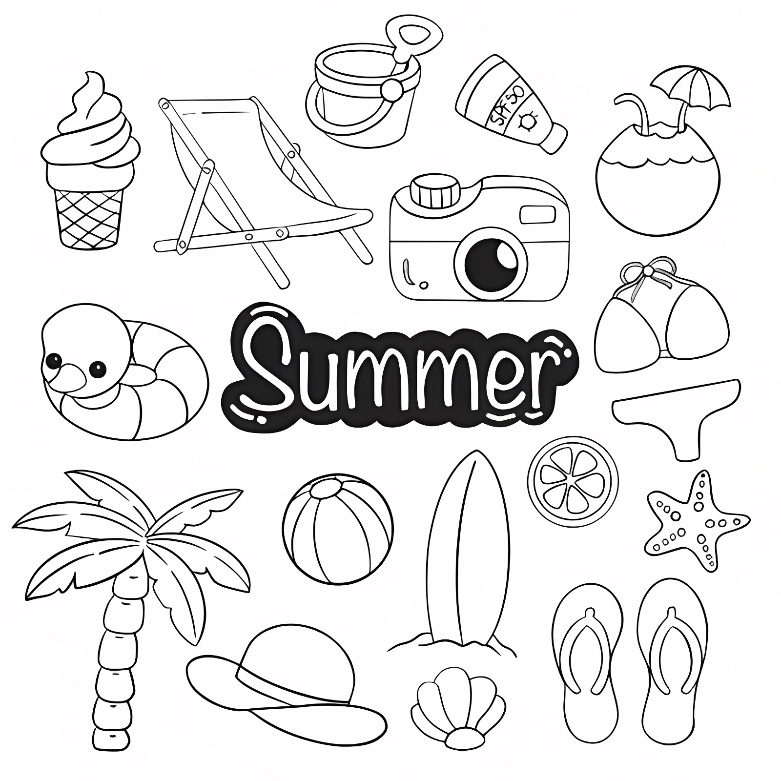 Summer picnic — Free printable coloring page