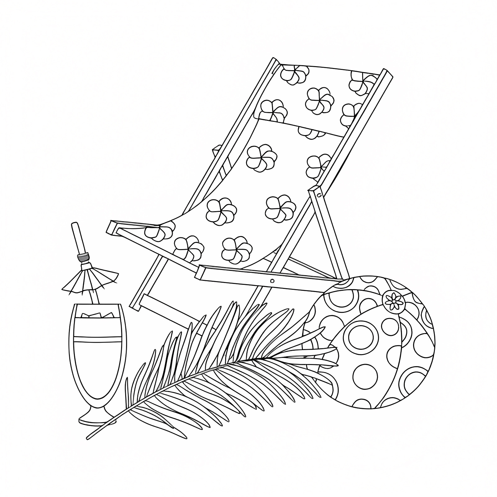 Summer beach scene — Free printable coloring page