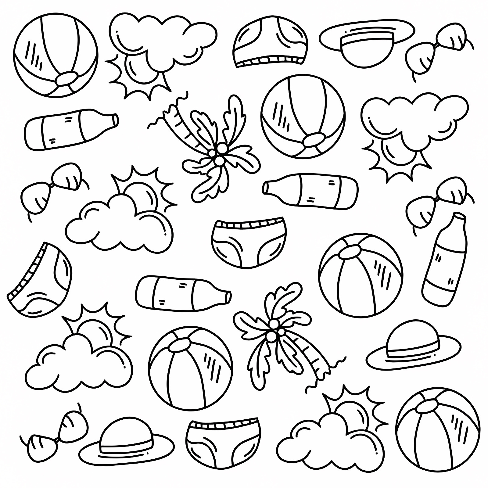 Parasol and beach chair — Free printable coloring page