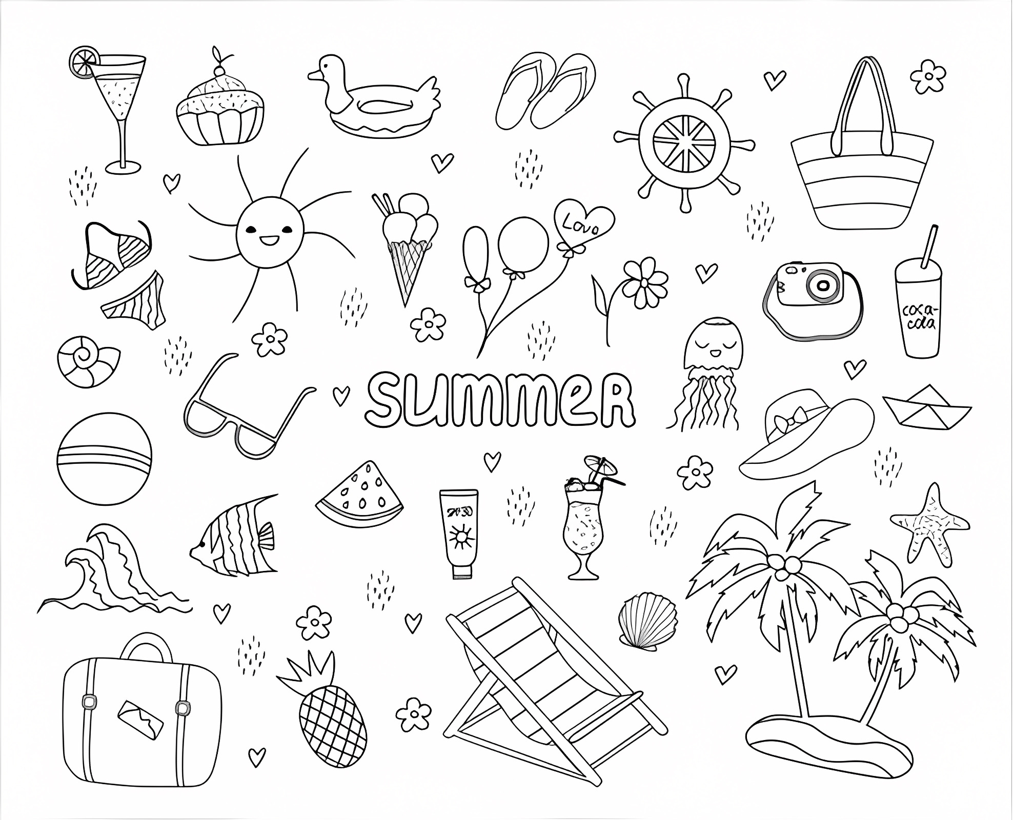 Tropical paradise island — Free printable coloring page