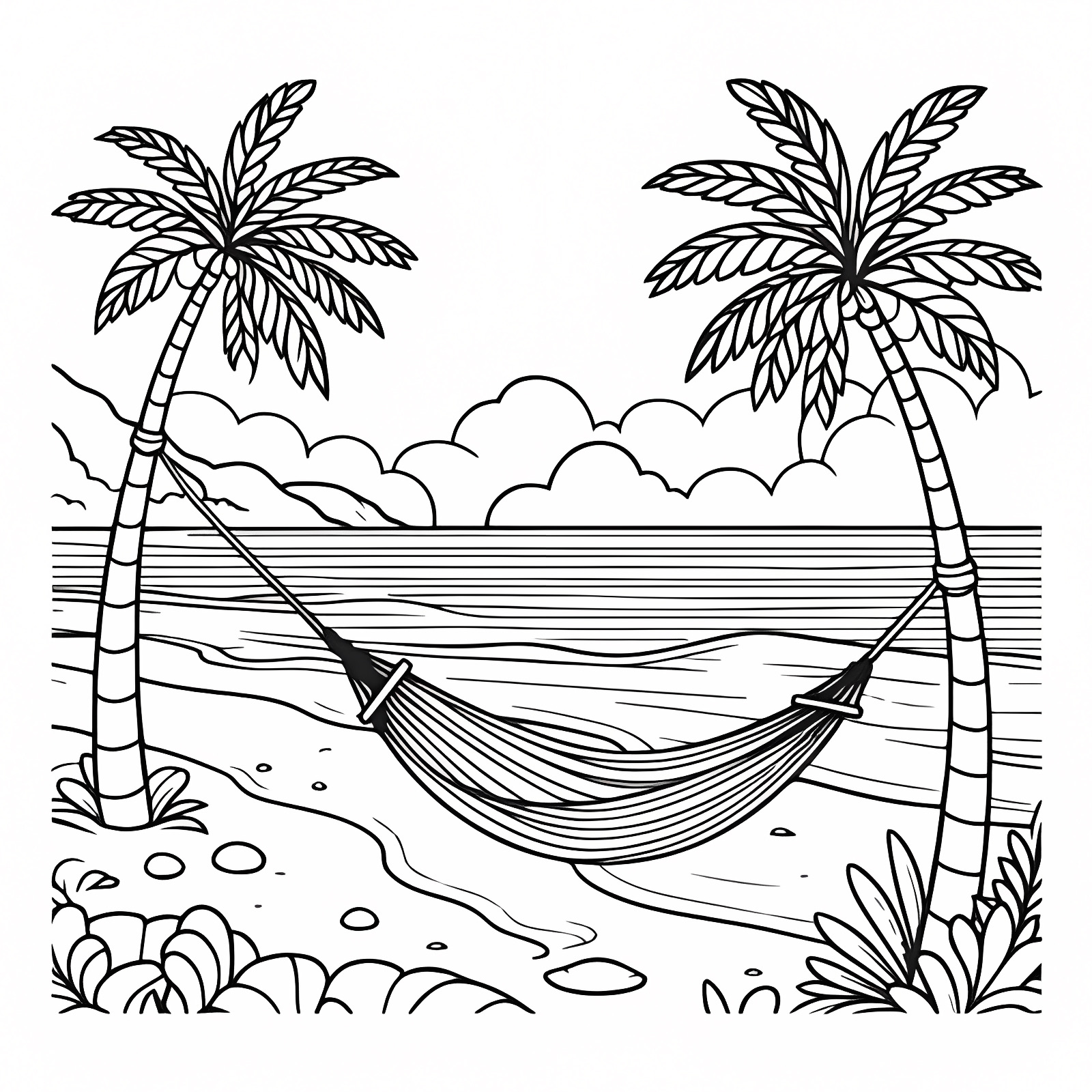 Flamingo at the sea — Free printable coloring page