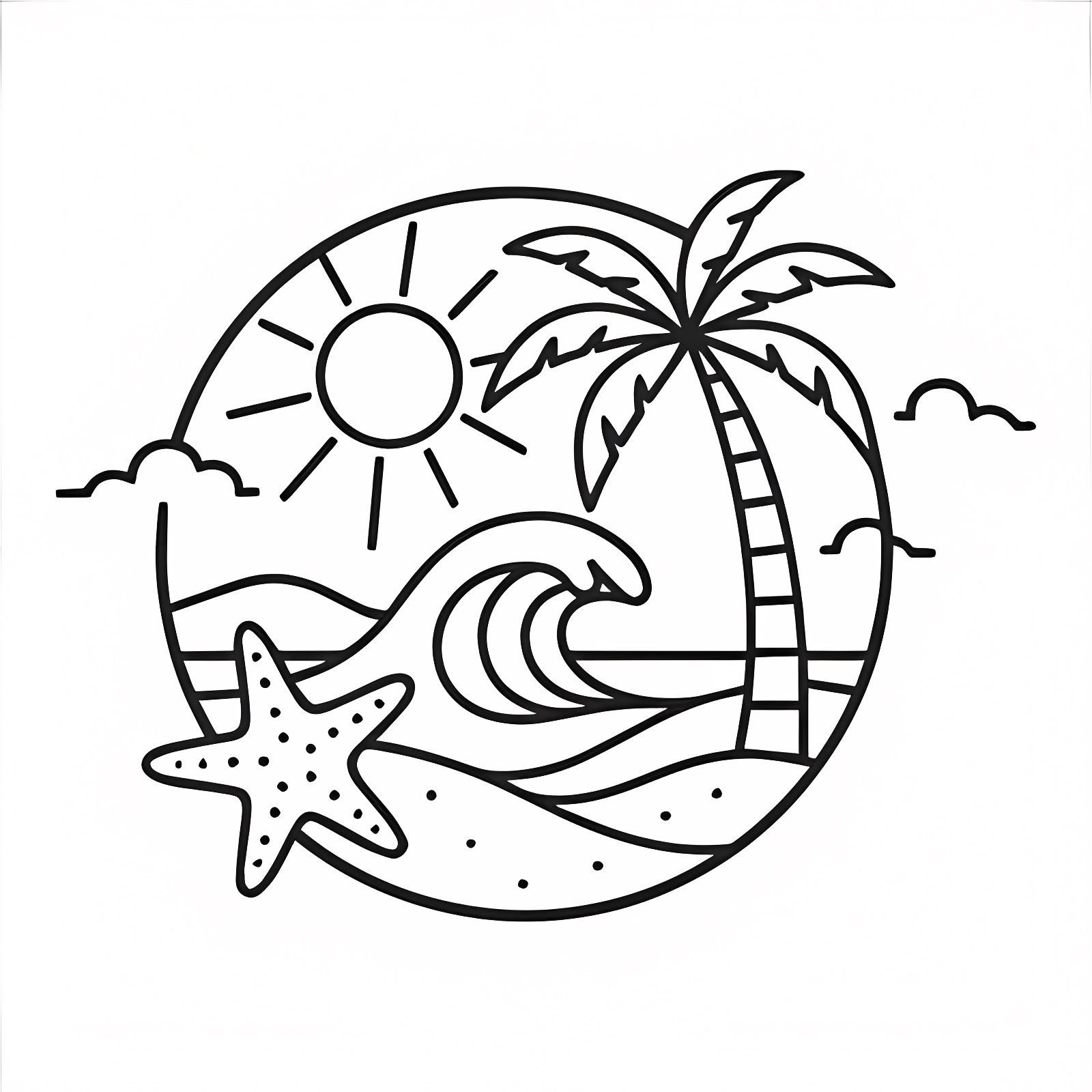 Beach ball and parasol — Free printable coloring page
