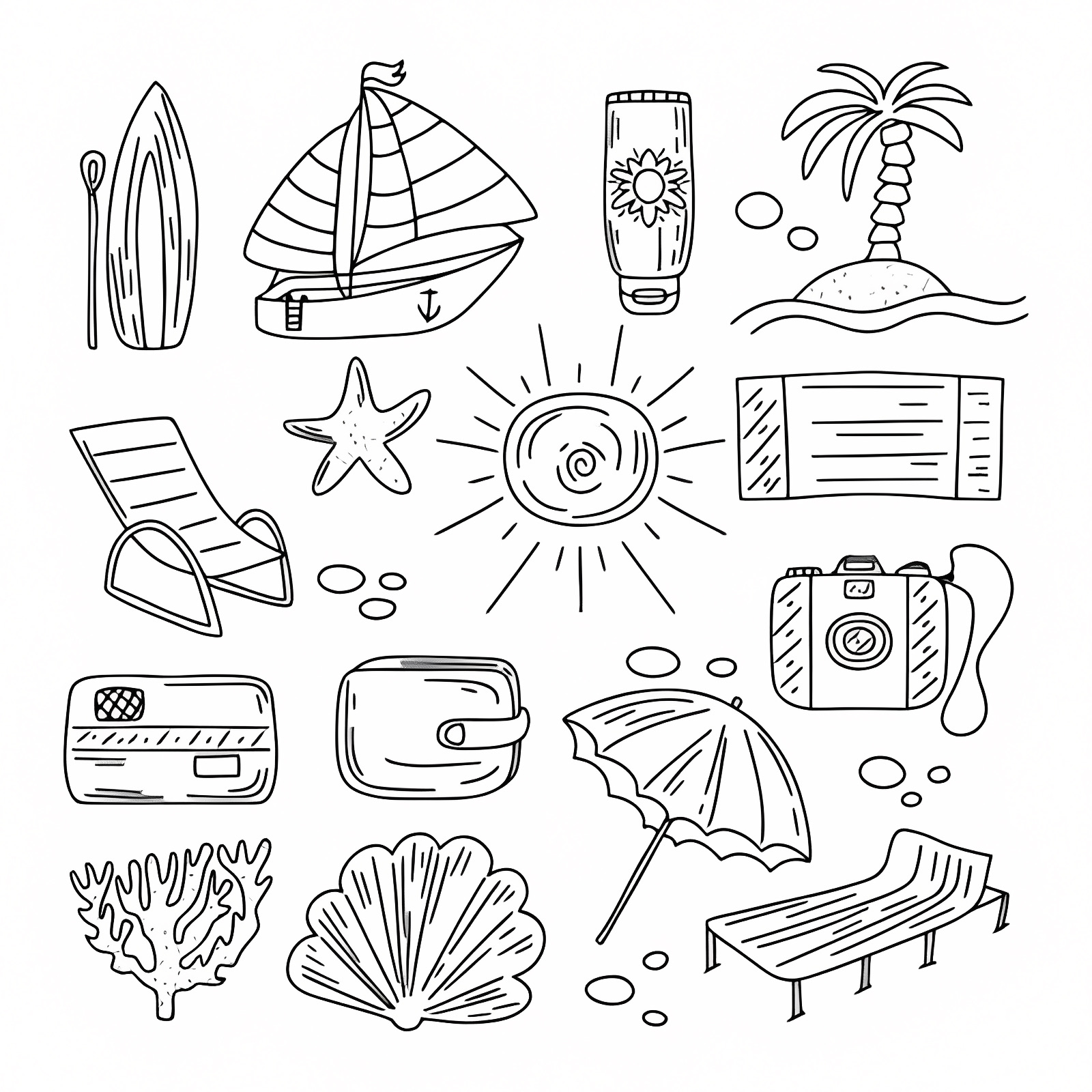 Flip flops and sunglasses — Free printable coloring page