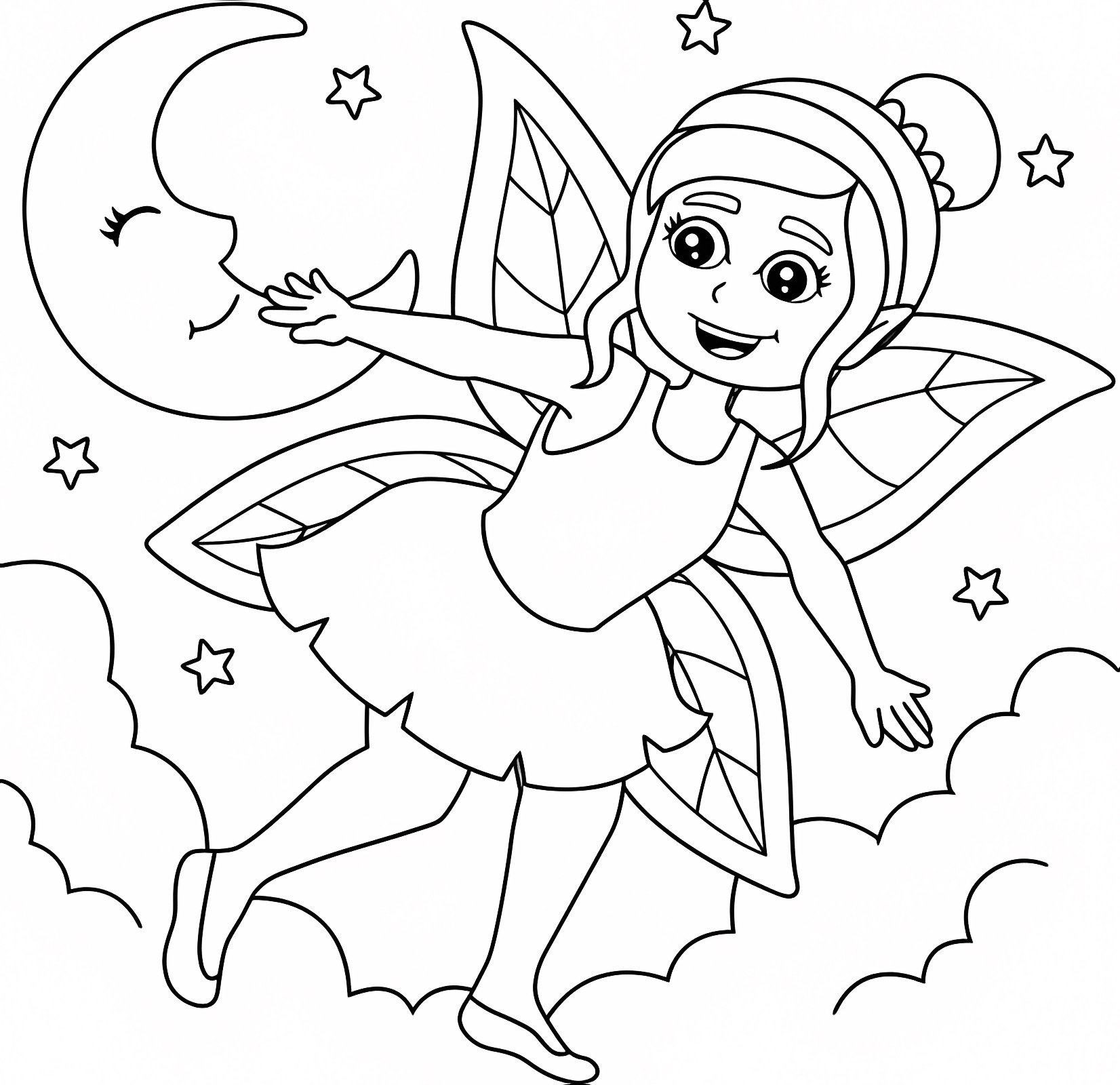 Fée volante pour enfants — Coloriage à imprimer gratuit