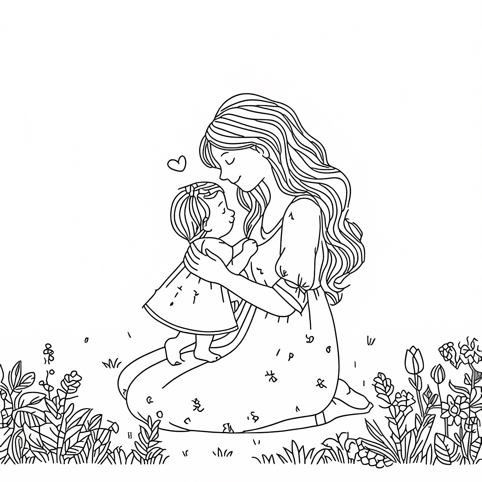 Cœur pour maman — Coloriage à imprimer gratuit