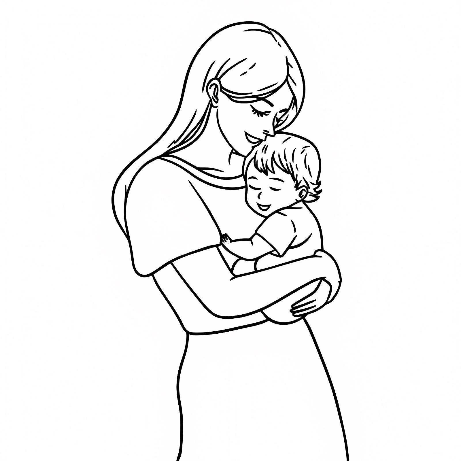 Mom and child — Free printable coloring page