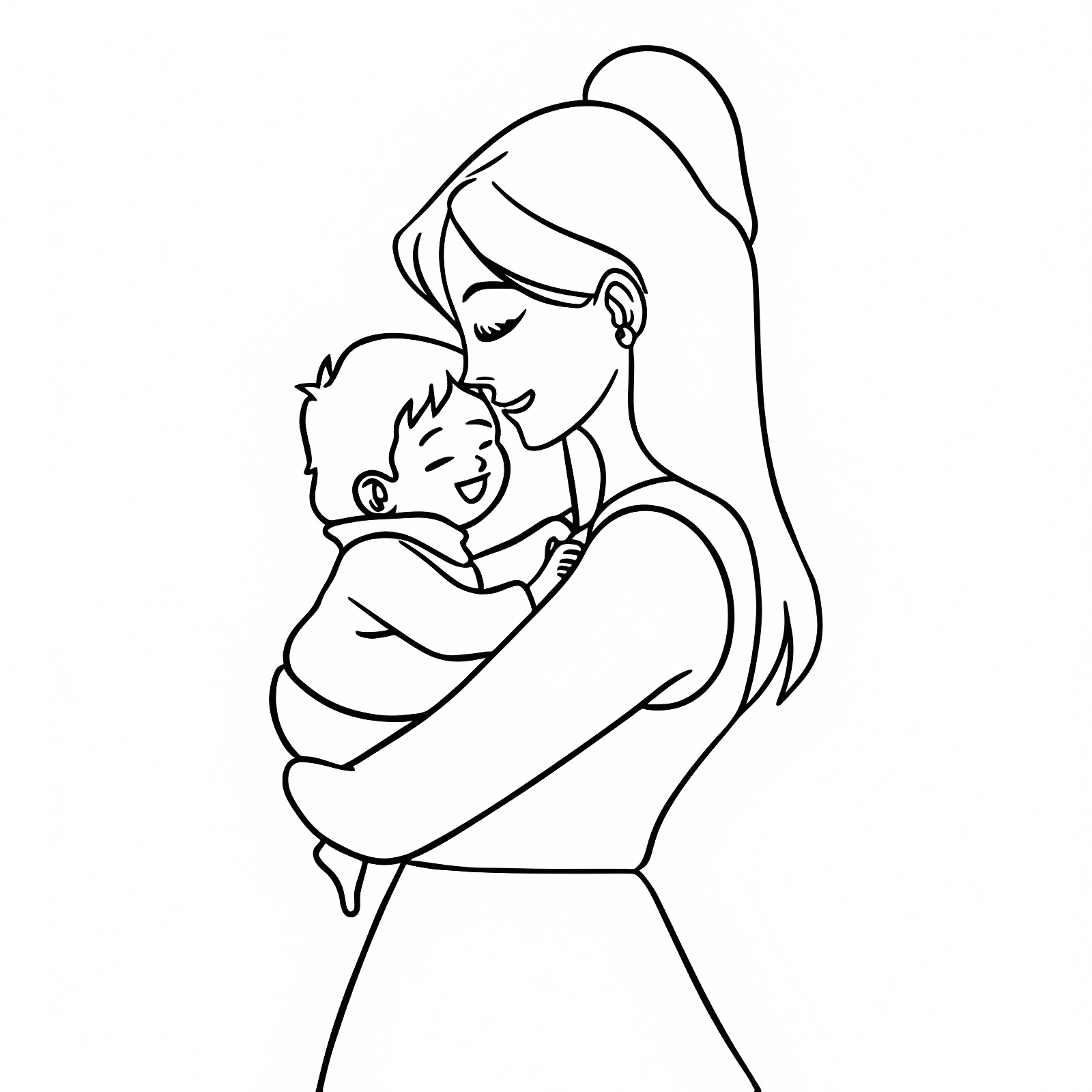 Maman et bébé — Coloriage à imprimer gratuit