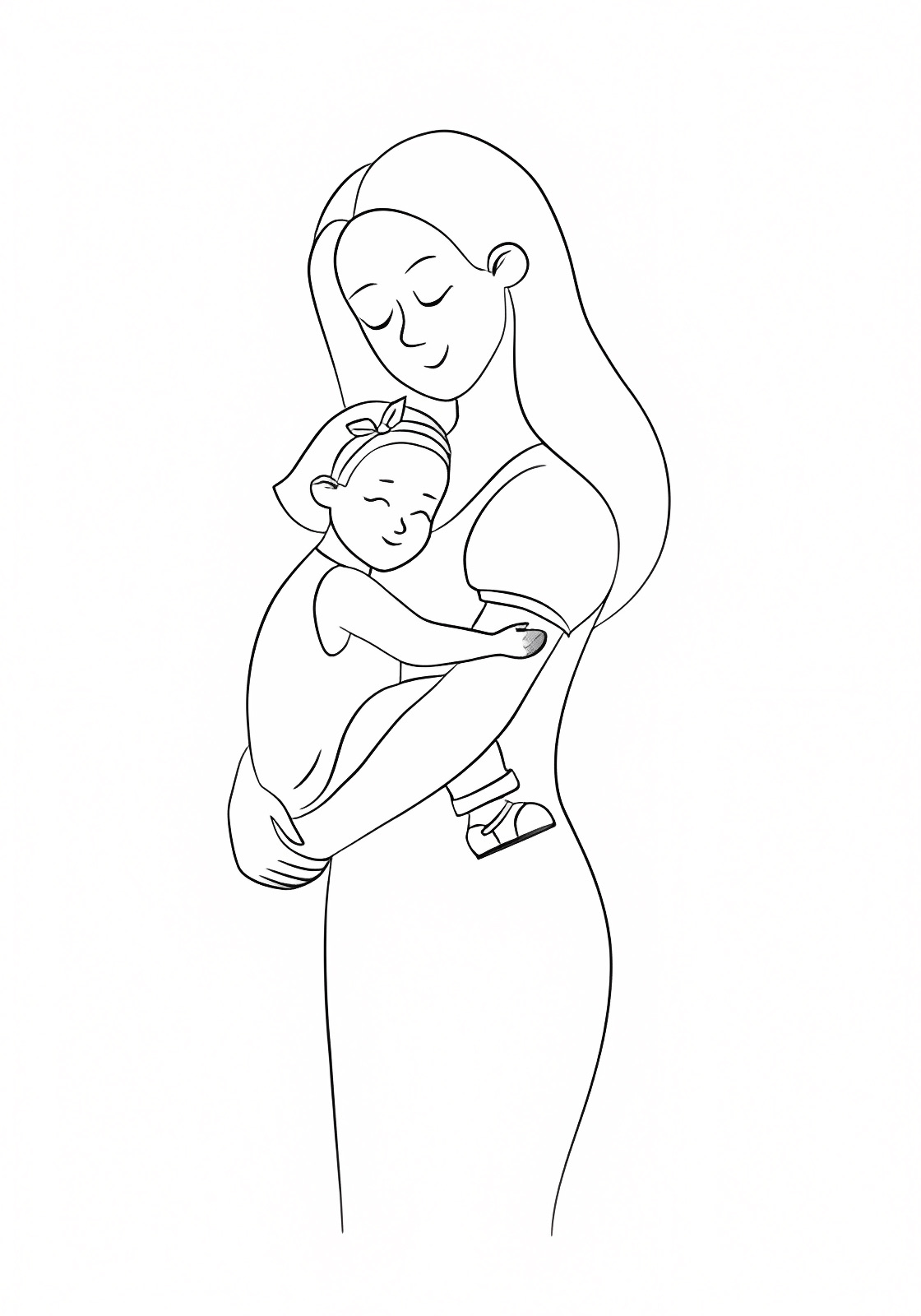 Maman et bébé — Coloriage à imprimer gratuit