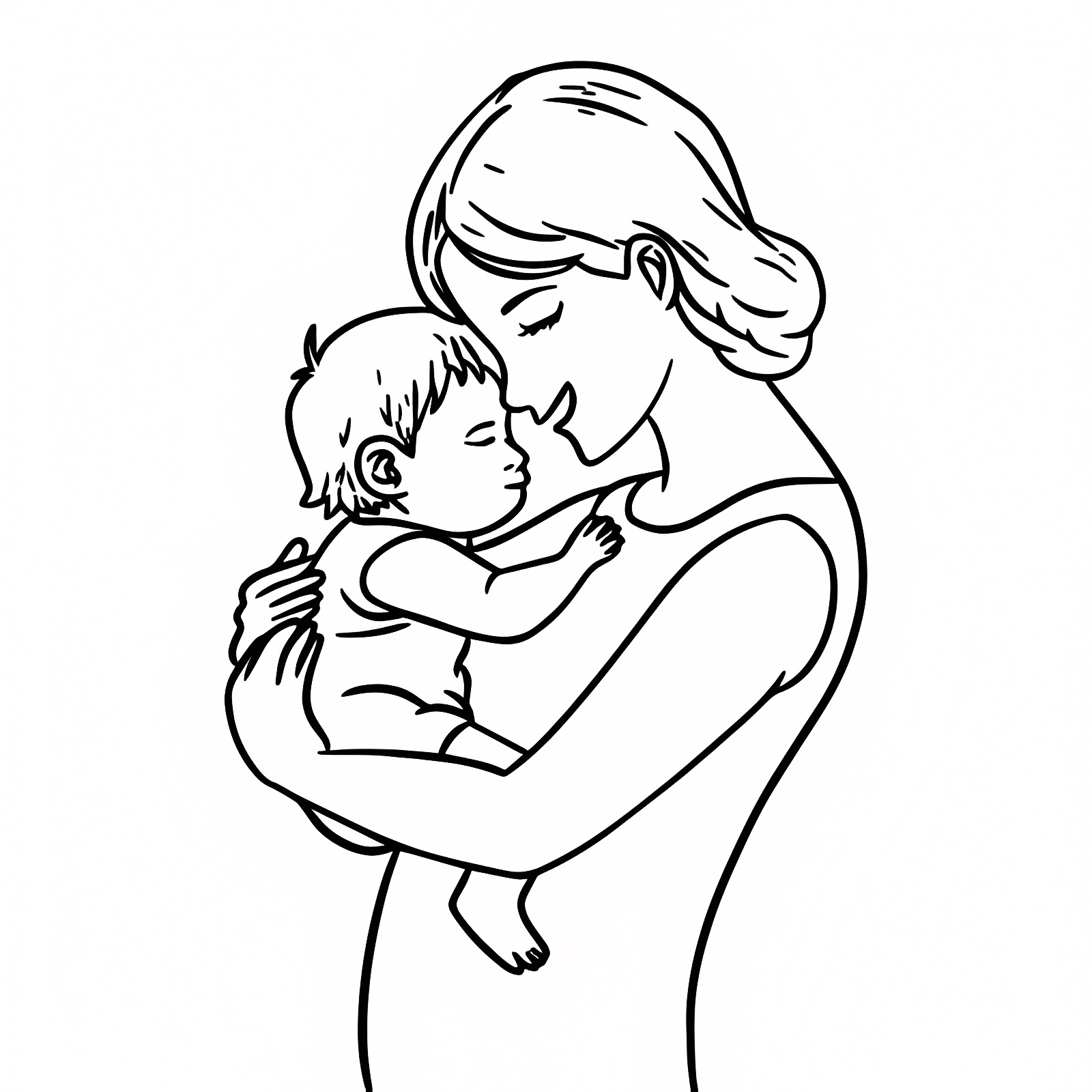 Mom and child — Free printable coloring page