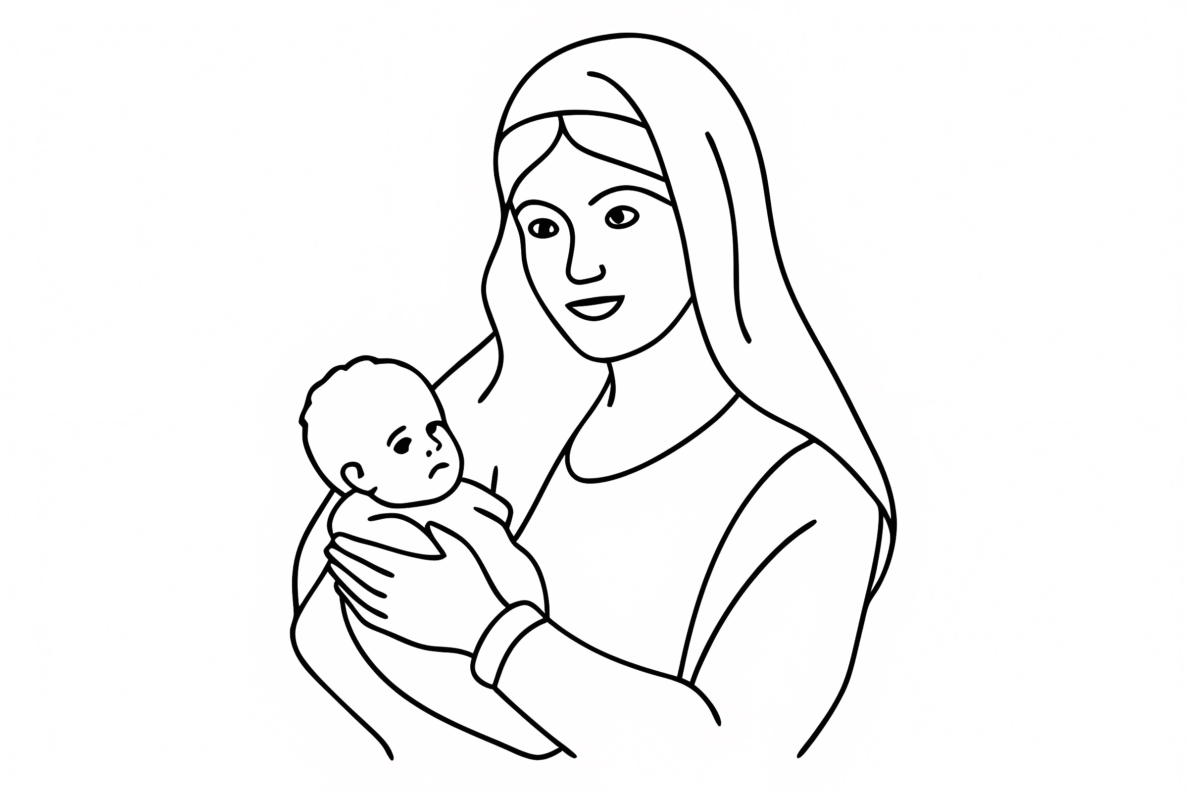 Mom and child — Free printable coloring page