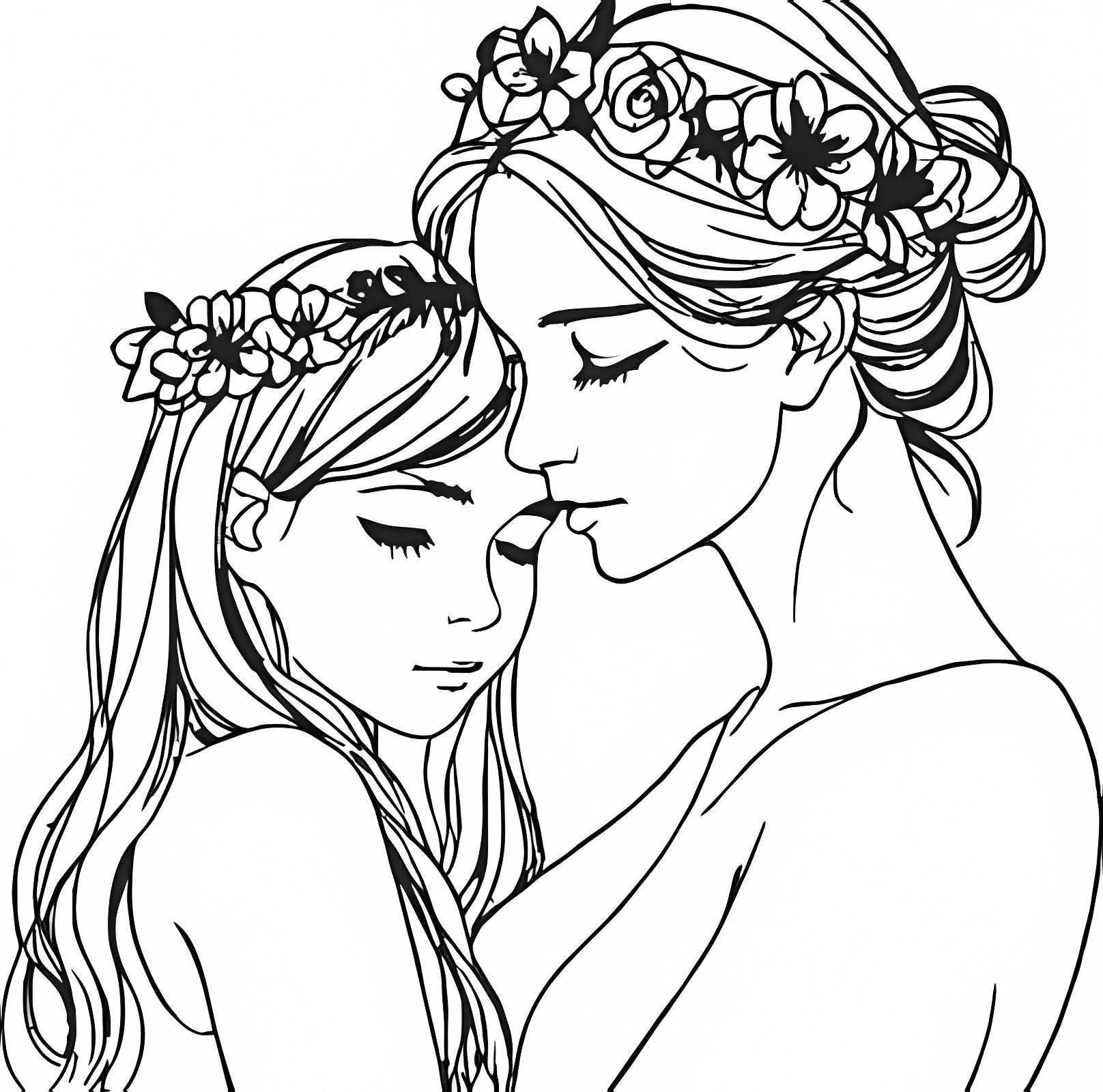 Maman et bébé — Coloriage à imprimer gratuit