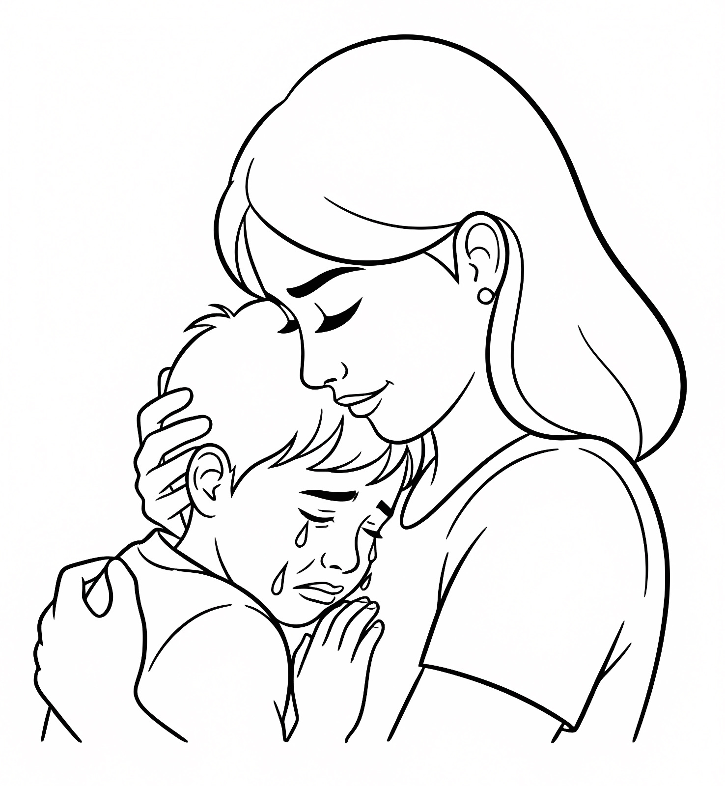 Mom and child — Free printable coloring page