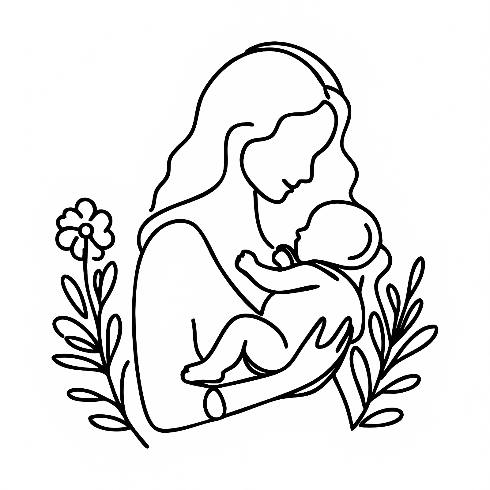 Fleurs pour maman — Coloriage à imprimer gratuit