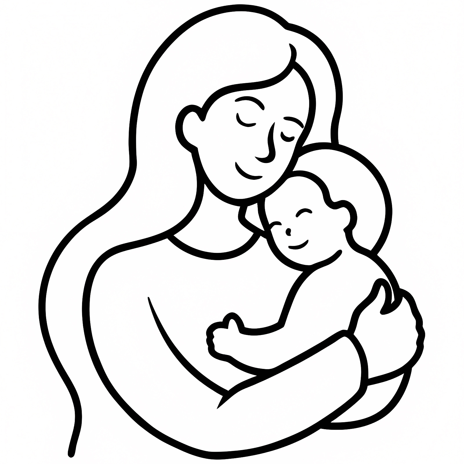 Maman et bébé — Coloriage à imprimer gratuit