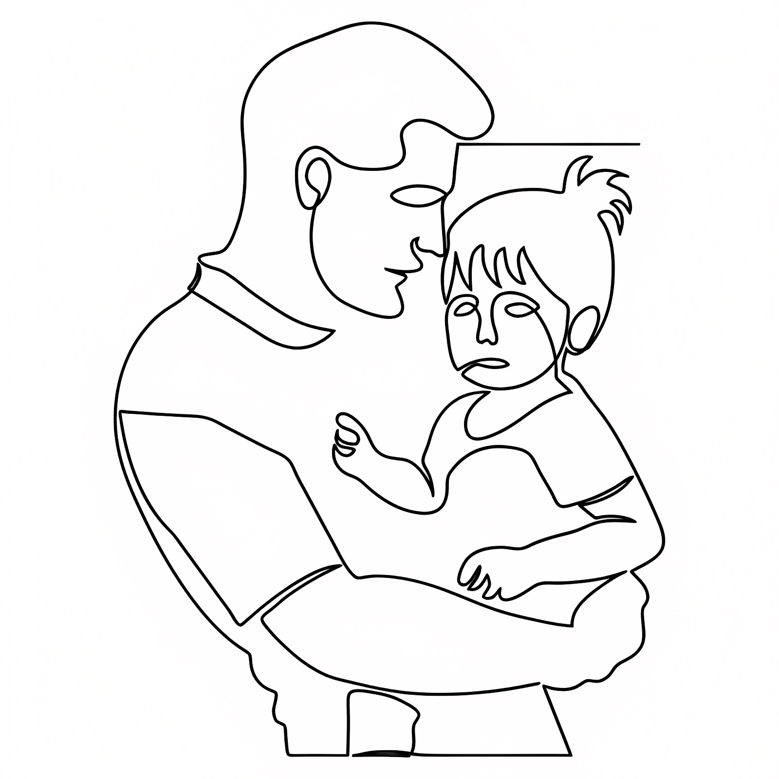 Dad and child — Free printable coloring page