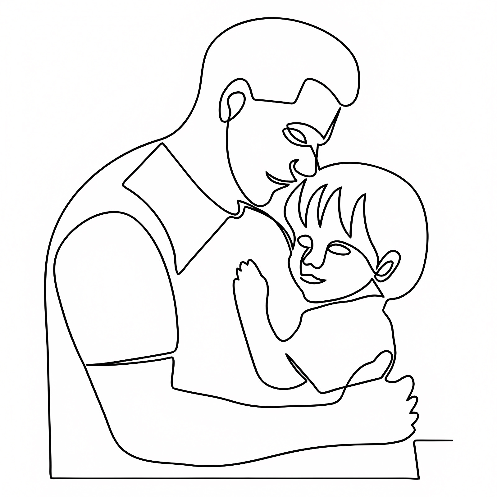 Dad and child — Free printable coloring page