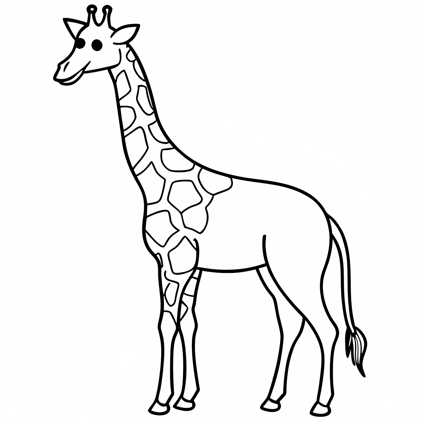 Girafe qui mange — Coloriage à imprimer gratuit