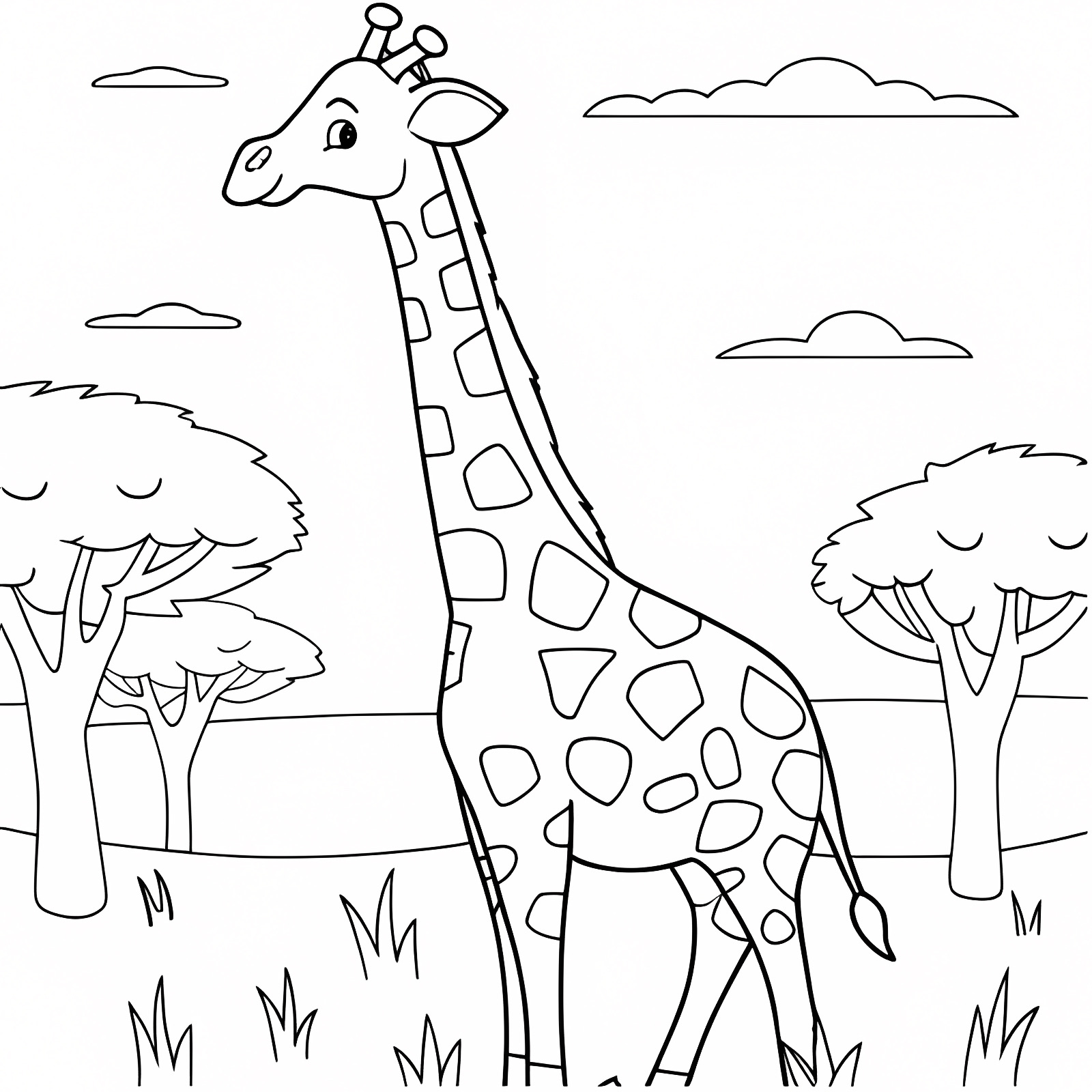 Girafe mignonne — Coloriage à imprimer gratuit