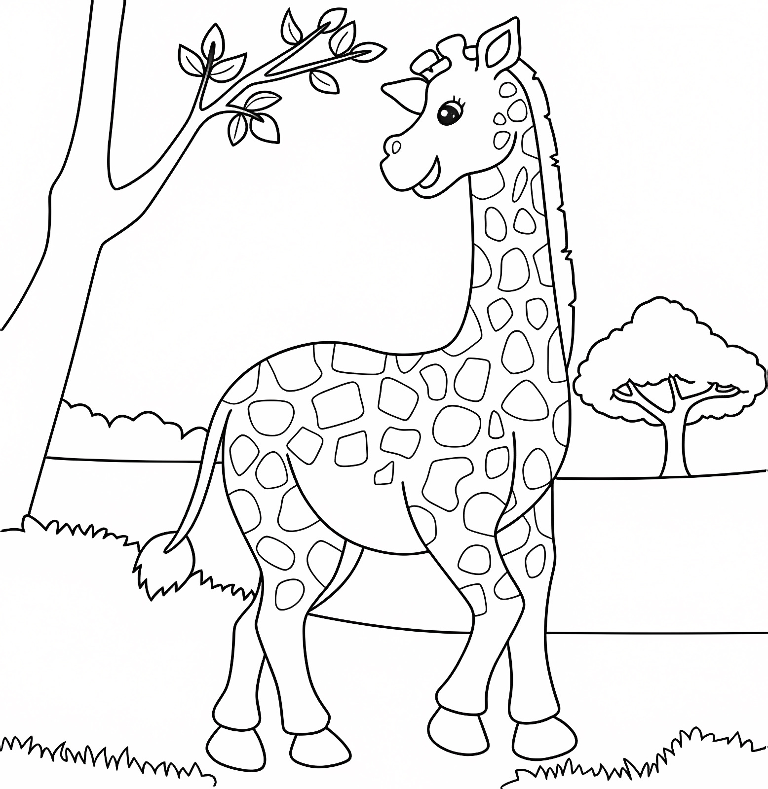 Girafe et son petit — Coloriage à imprimer gratuit